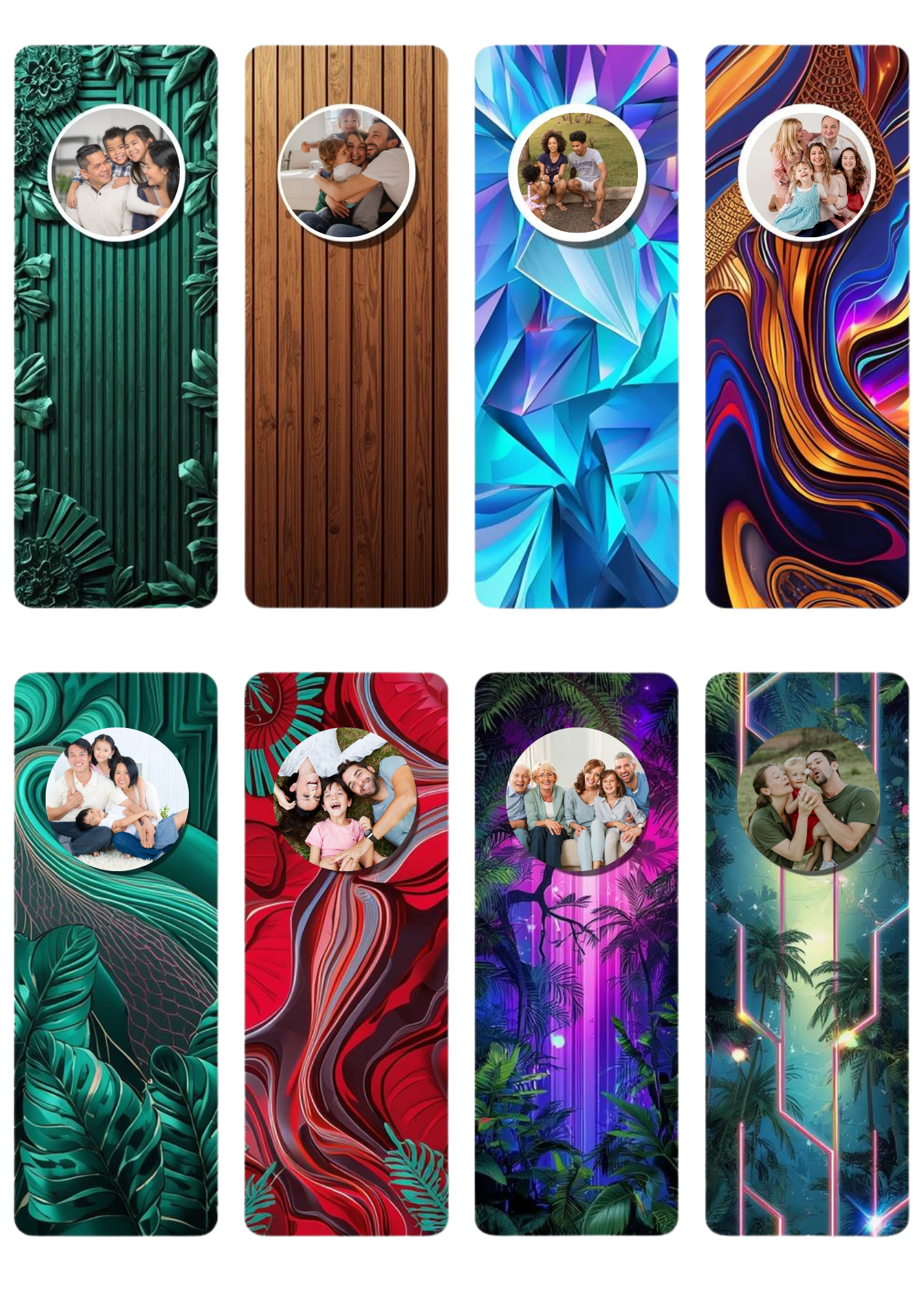 Slim,  Glossy, and Waterproof Custom Photo Bookmark – 4×13 cm ( Set of 8)