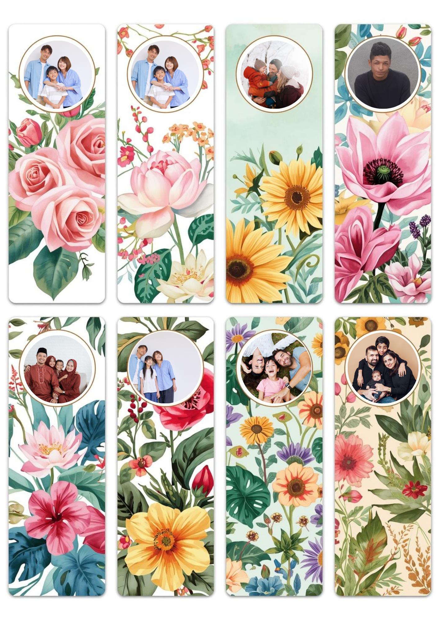 Slim,  Glossy, and Waterproof Custom Photo Bookmark – 4×13 cm ( Set of 8)