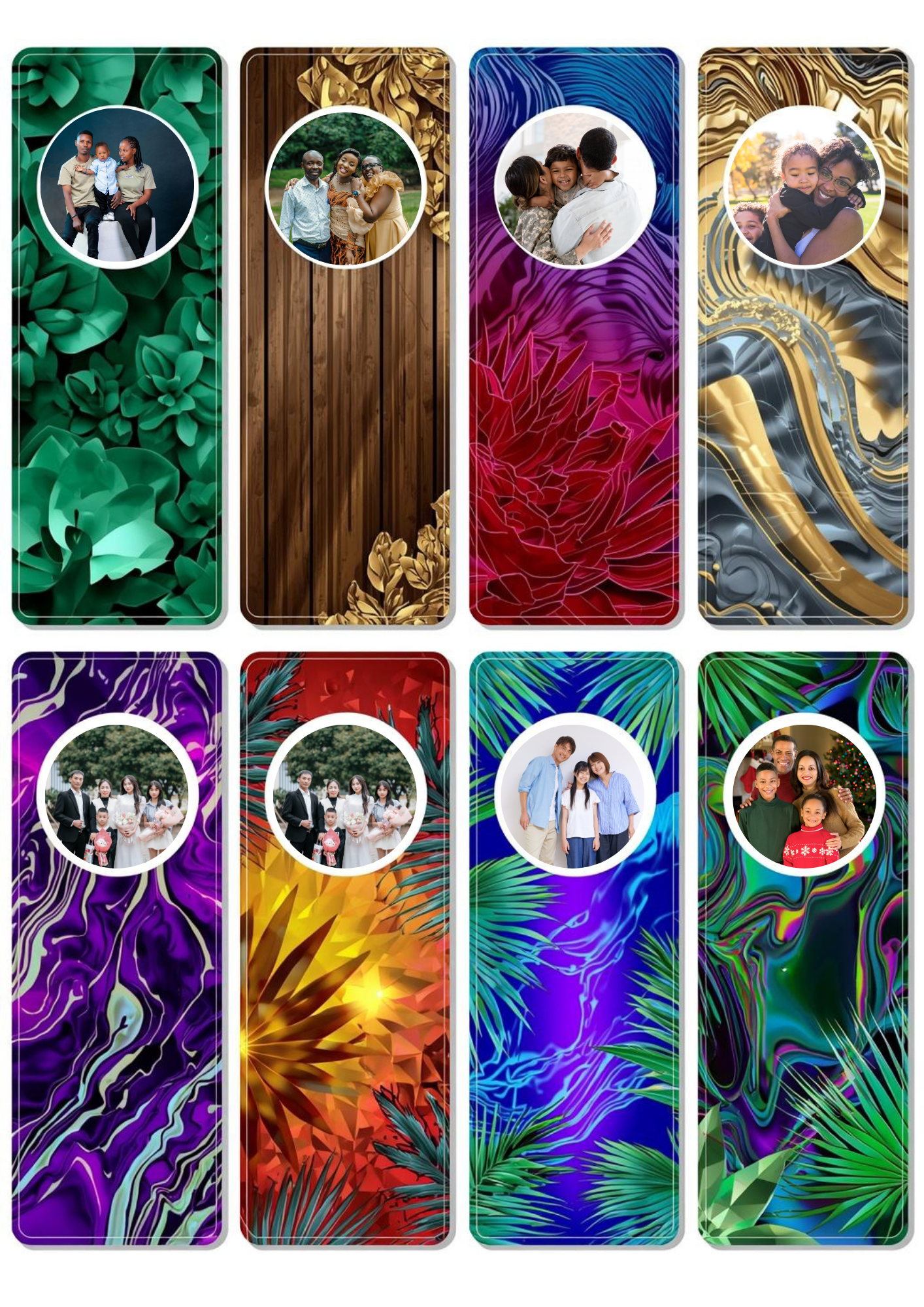 Slim,  Glossy, and Waterproof Custom Photo Bookmark – 4×13 cm ( Set of 8)