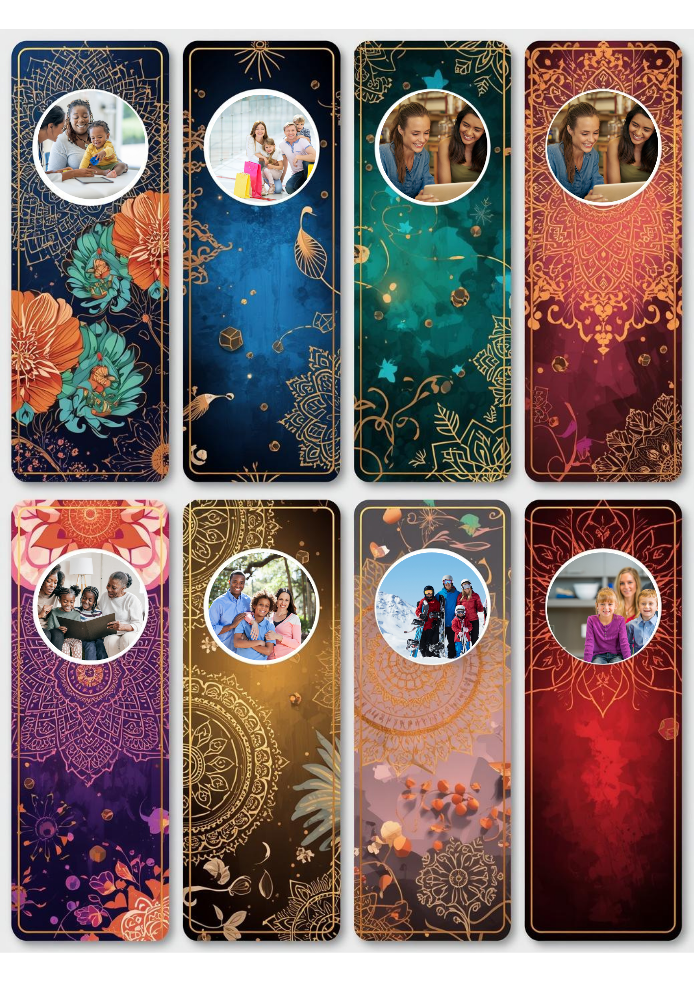 Slim,  Glossy, and Waterproof Custom Photo Bookmark – 4×13 cm ( Set of 8)