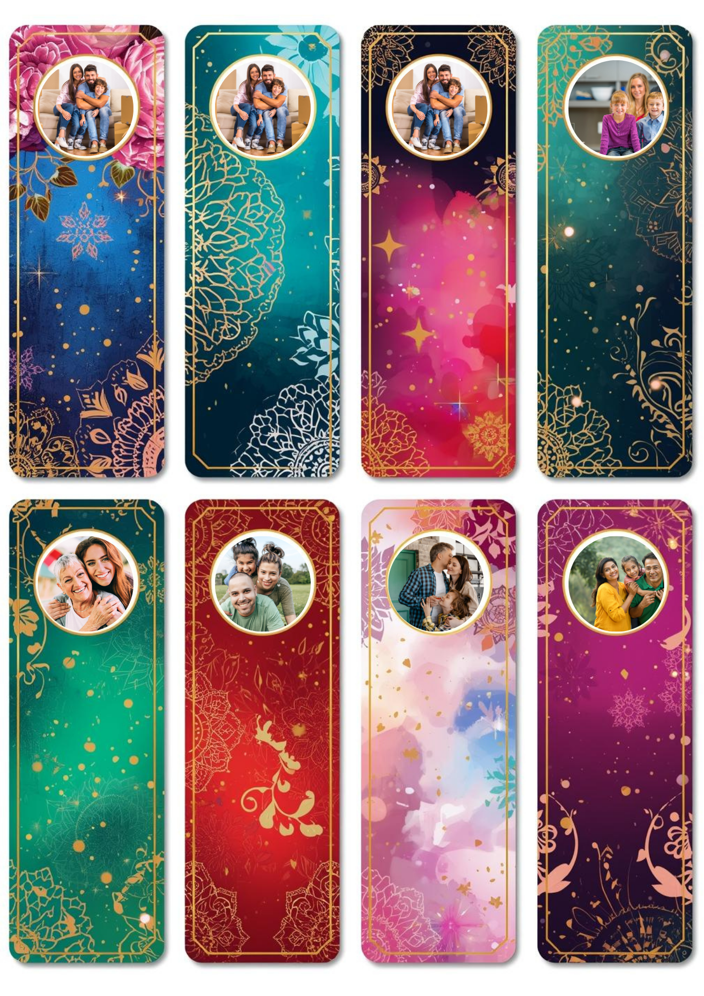Slim,  Glossy, and Waterproof Custom Photo Bookmark – 4×13 cm ( Set of 8)