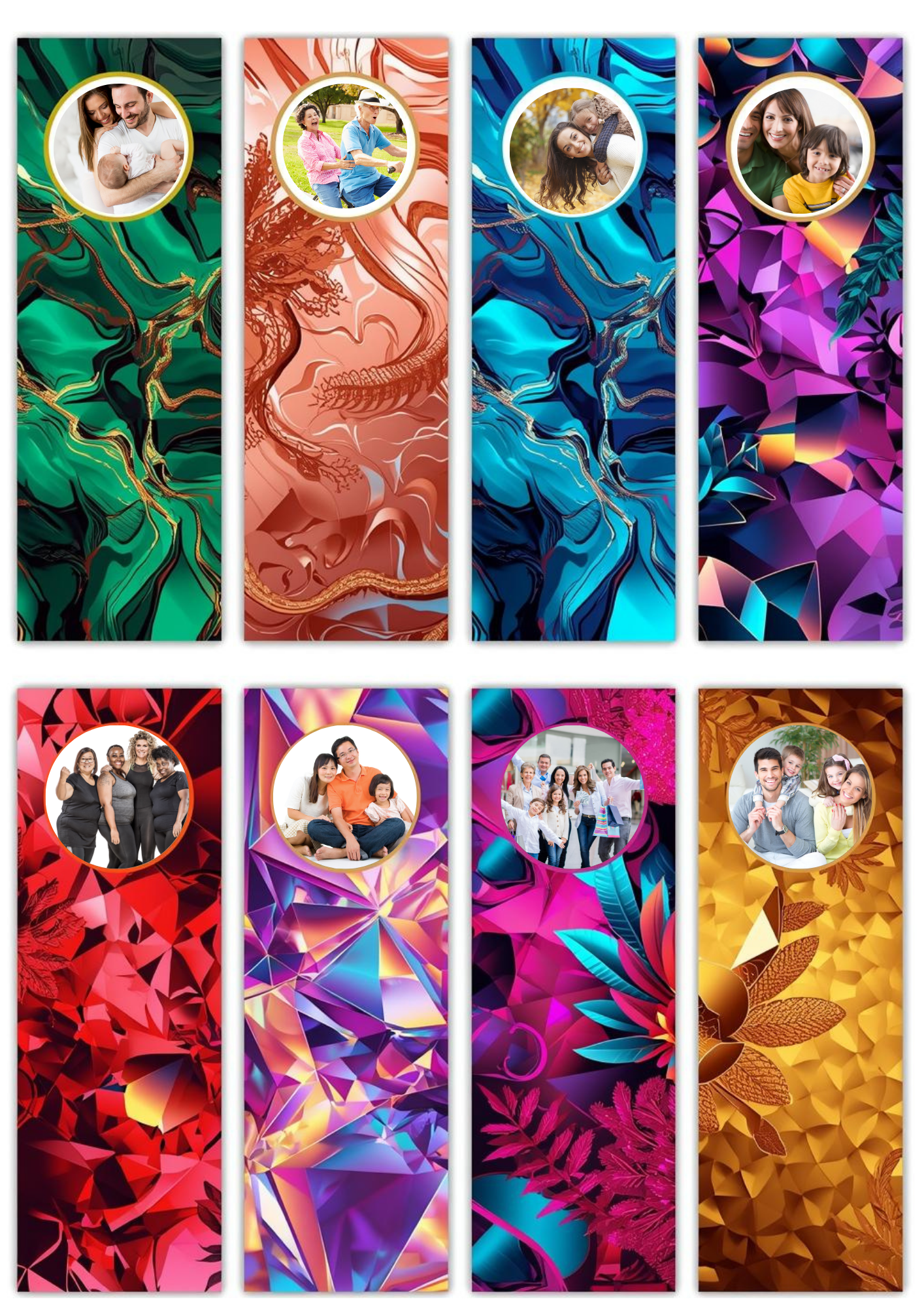Slim,  Glossy, and Waterproof Custom Photo Bookmark – 4×13 cm ( Set of 8)