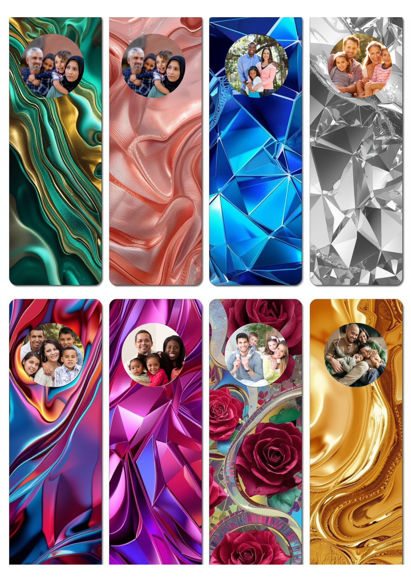 Slim,  Glossy, and Waterproof Custom Photo Bookmark – 4×13 cm ( Set of 8)