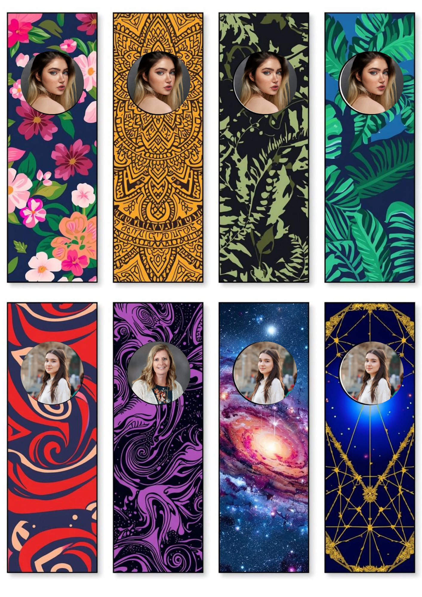 Slim,  Glossy, and Waterproof Custom Photo Bookmark – 4×13 cm ( Set of 8)