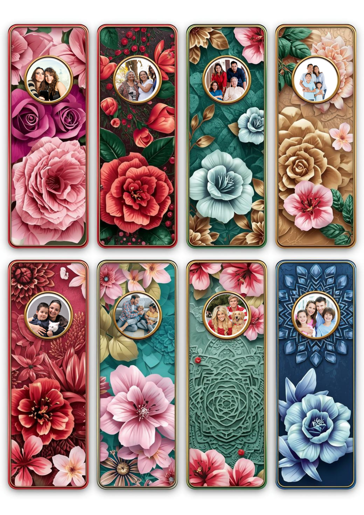 Slim,  Glossy, and Waterproof Custom Photo Bookmark – 4×13 cm ( Set of 8)