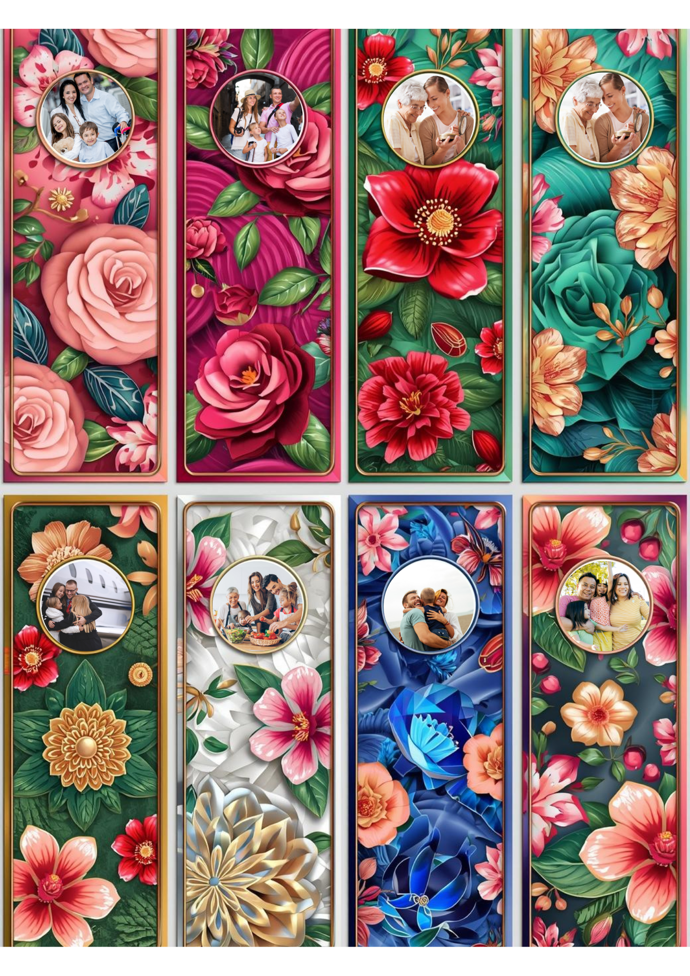 Slim,  Glossy, and Waterproof Custom Photo Bookmark – 4×13 cm ( Set of 8)