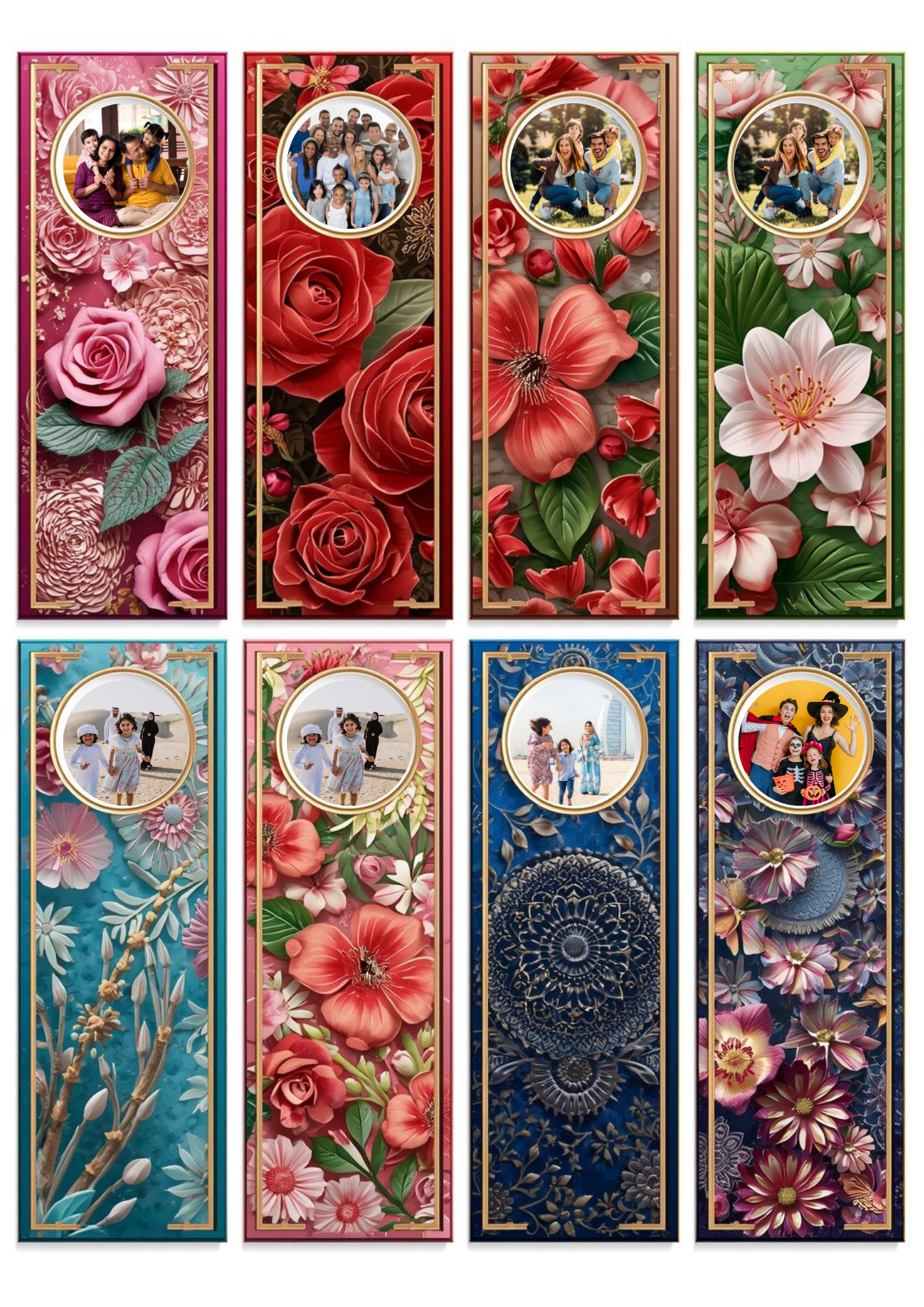 Slim,  Glossy, and Waterproof Custom Photo Bookmark – 4×13 cm ( Set of 8)