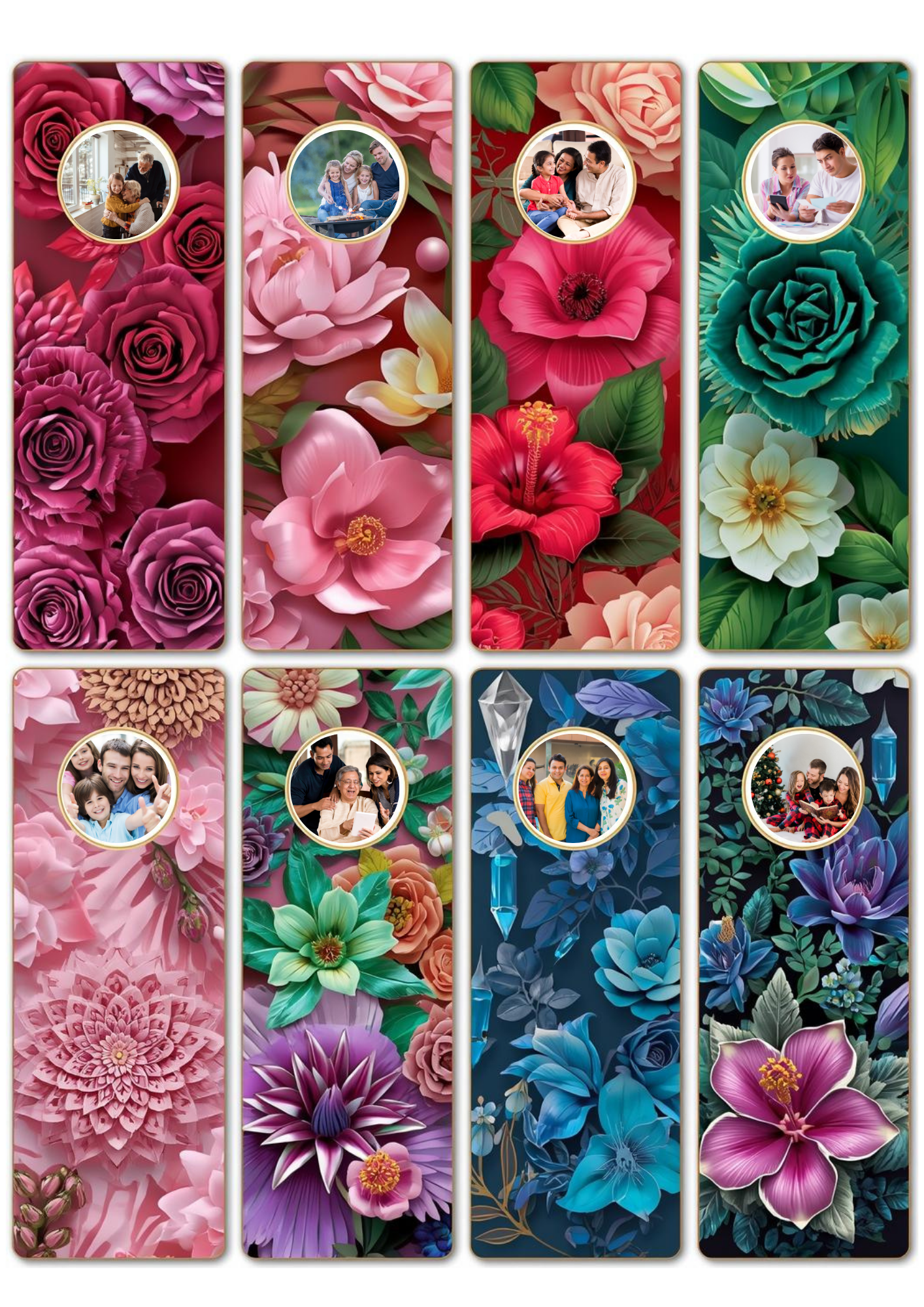 Slim,  Glossy, and Waterproof Custom Photo Bookmark – 4×13 cm ( Set of 8)