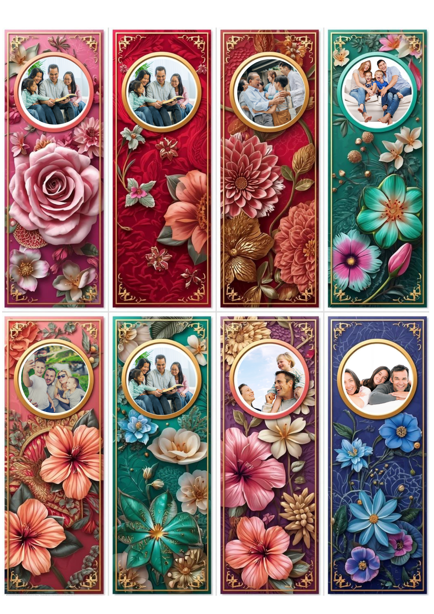 Slim,  Glossy, and Waterproof Custom Photo Bookmark – 4×13 cm ( Set of 8)