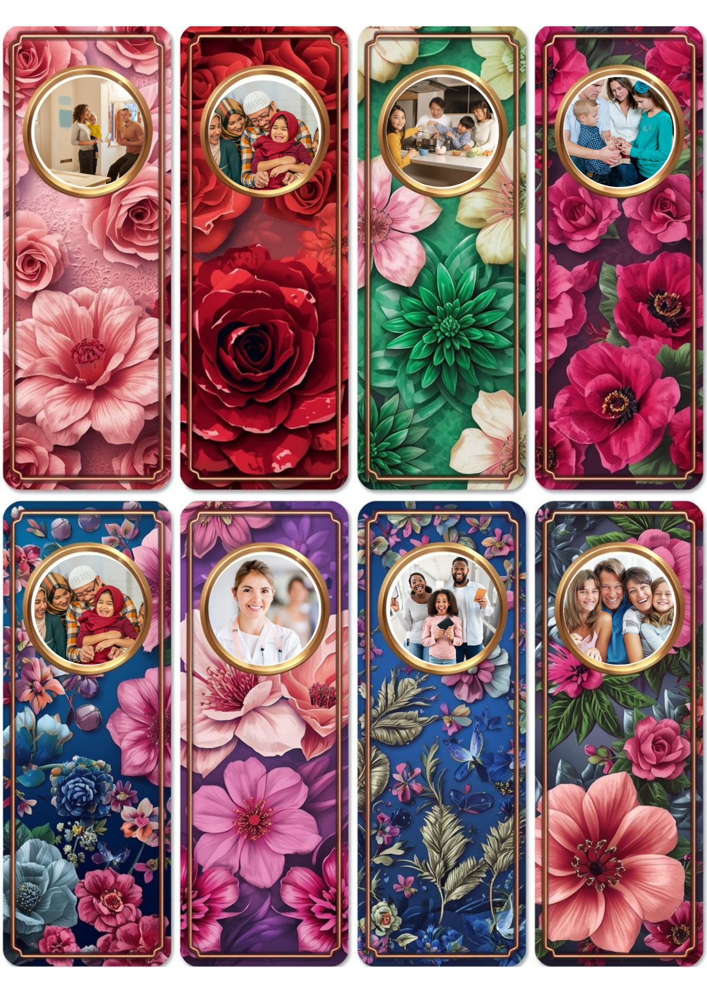 Slim,  Glossy, and Waterproof Custom Photo Bookmark – 4×13 cm ( Set of 8)
