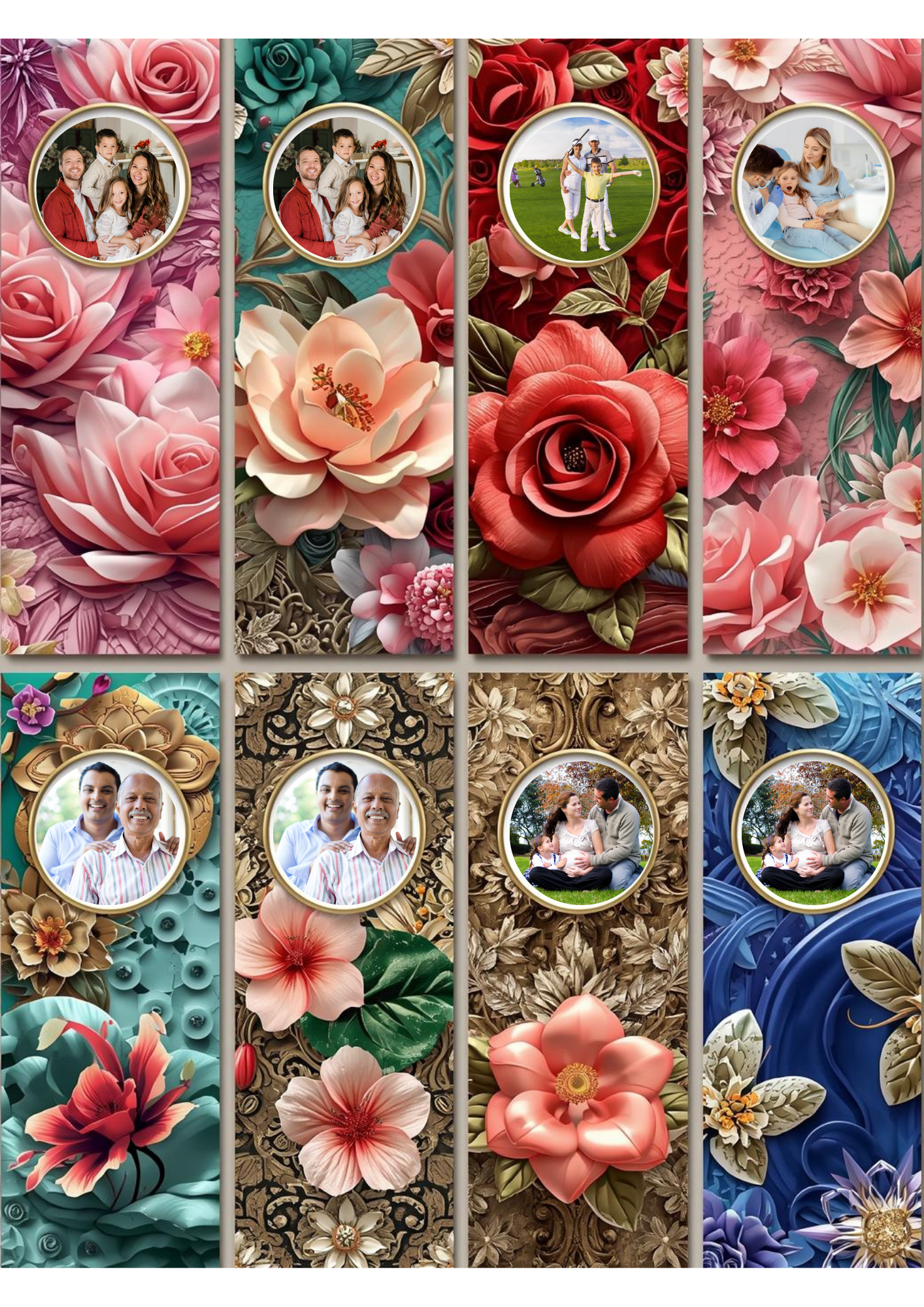 Slim,  Glossy, and Waterproof Custom Photo Bookmark – 4×13 cm ( Set of 8)