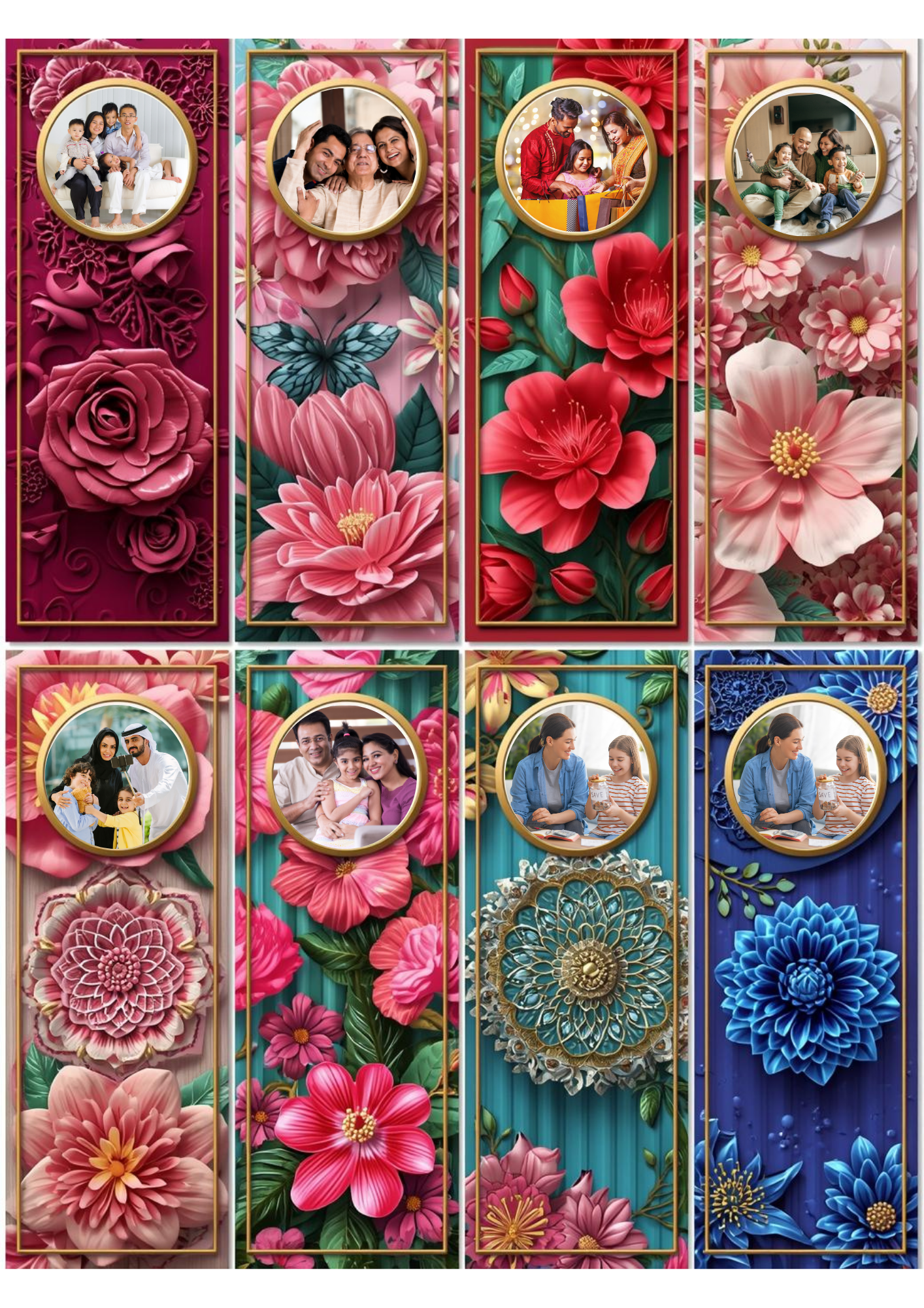 Slim,  Glossy, and Waterproof Custom Photo Bookmark – 4×13 cm ( Set of 8)