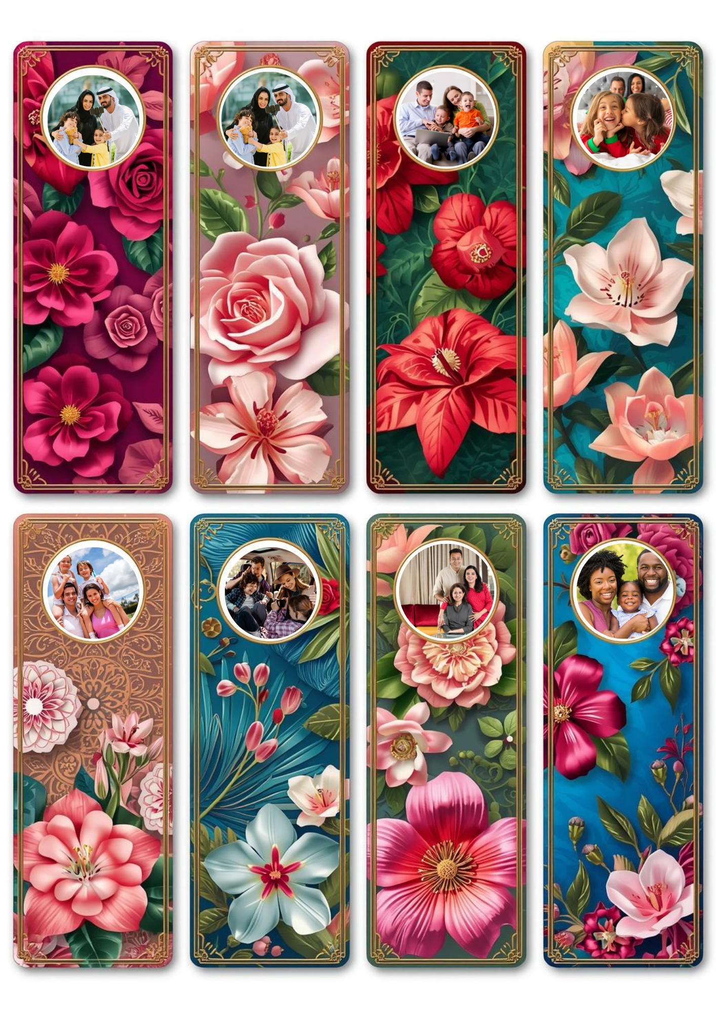 Slim,  Glossy, and Waterproof Custom Photo Bookmark – 4×13 cm ( Set of 8)