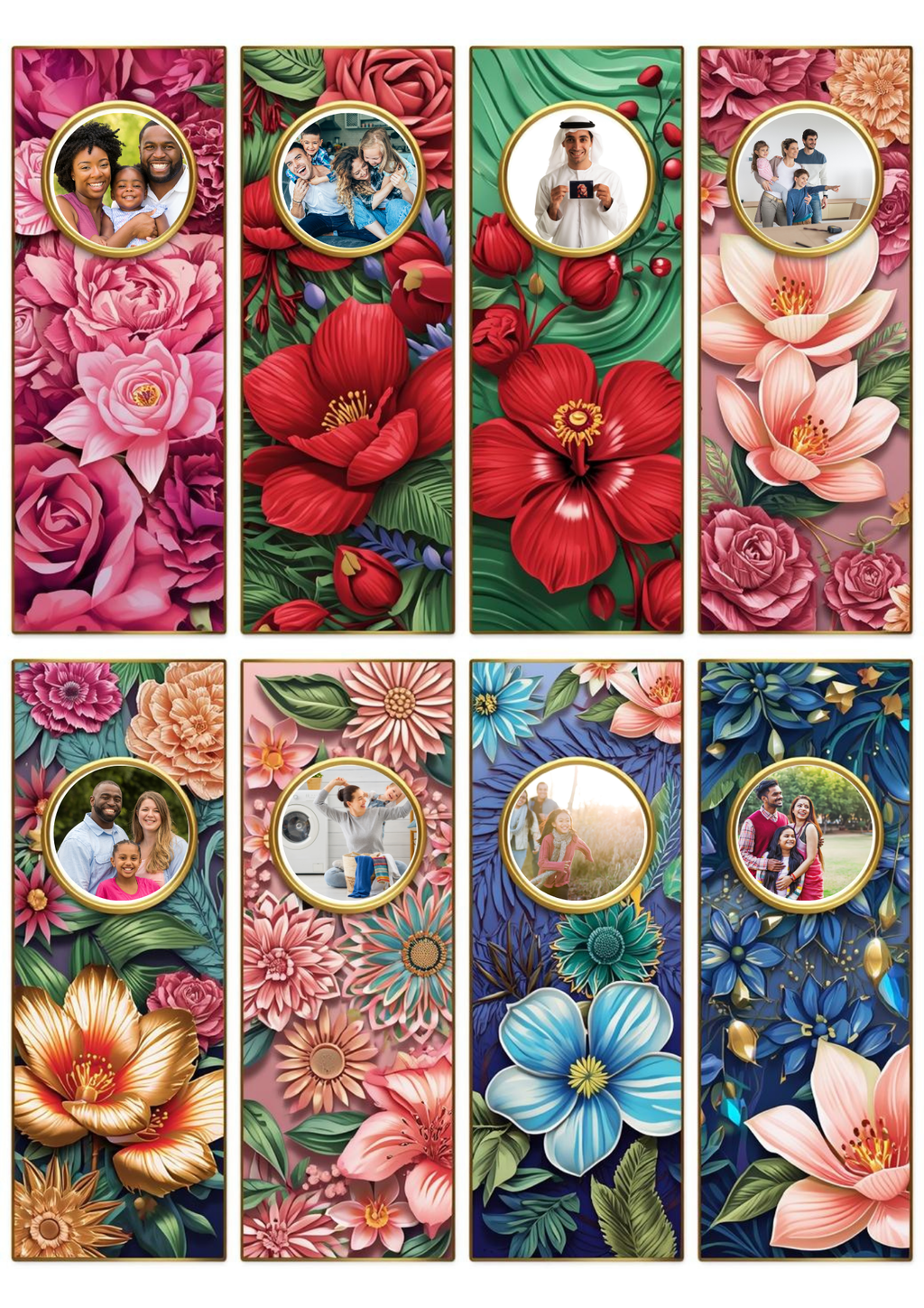 Slim,  Glossy, and Waterproof Custom Photo Bookmark – 4×13 cm ( Set of 8)