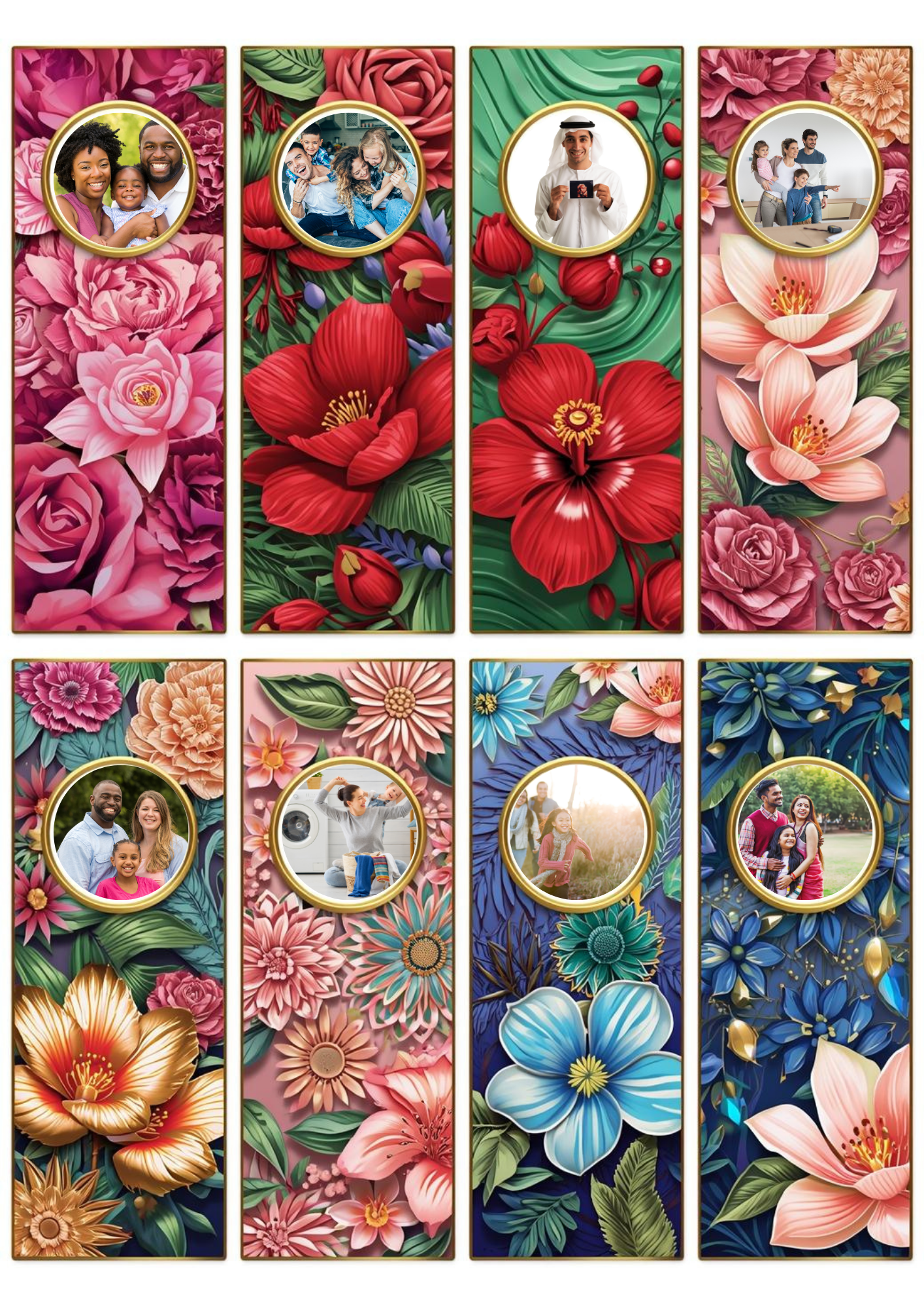 Slim,  Glossy, and Waterproof Custom Photo Bookmark – 4×13 cm ( Set of 8)