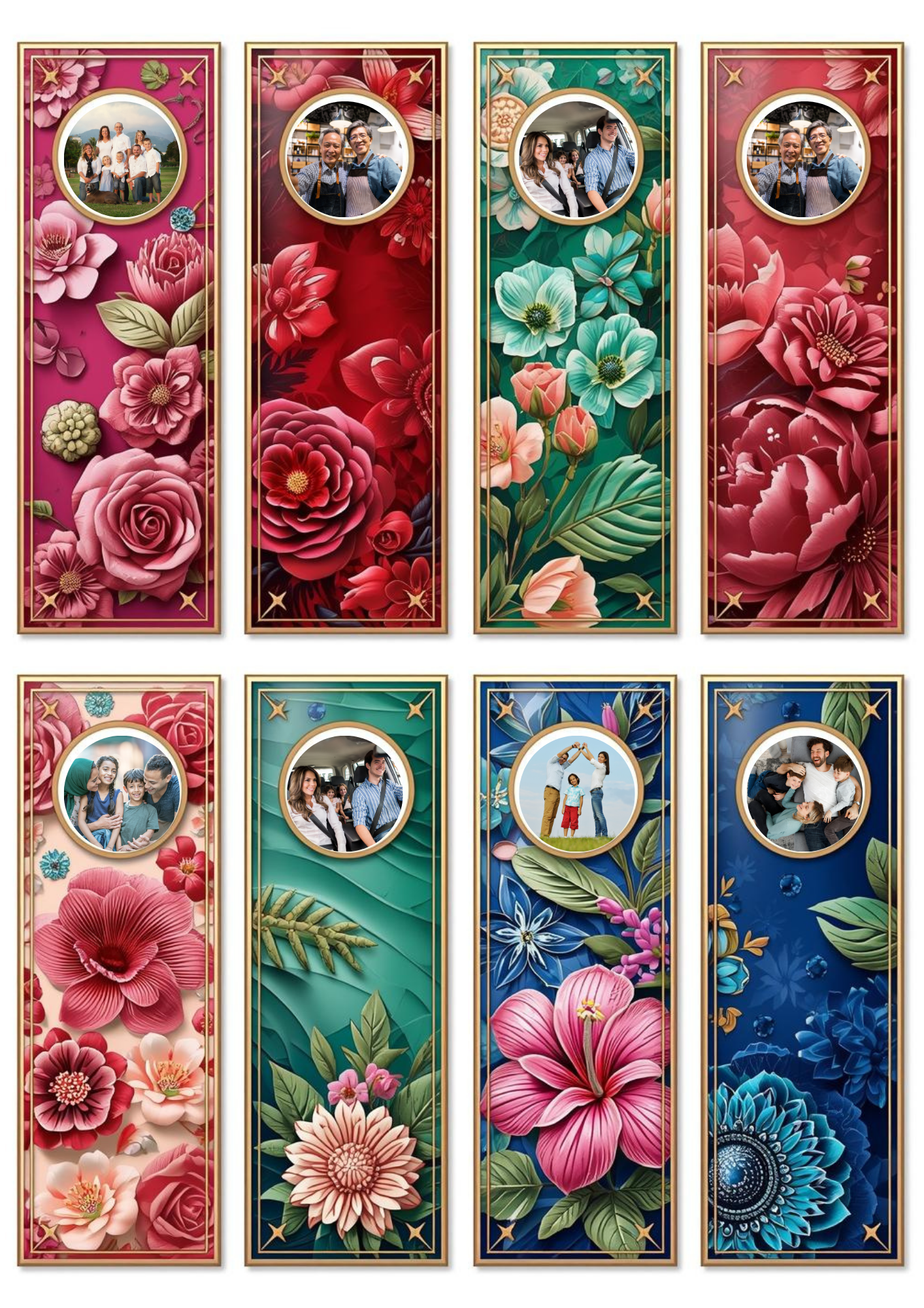 Slim,  Glossy, and Waterproof Custom Photo Bookmark – 4×13 cm ( Set of 8)