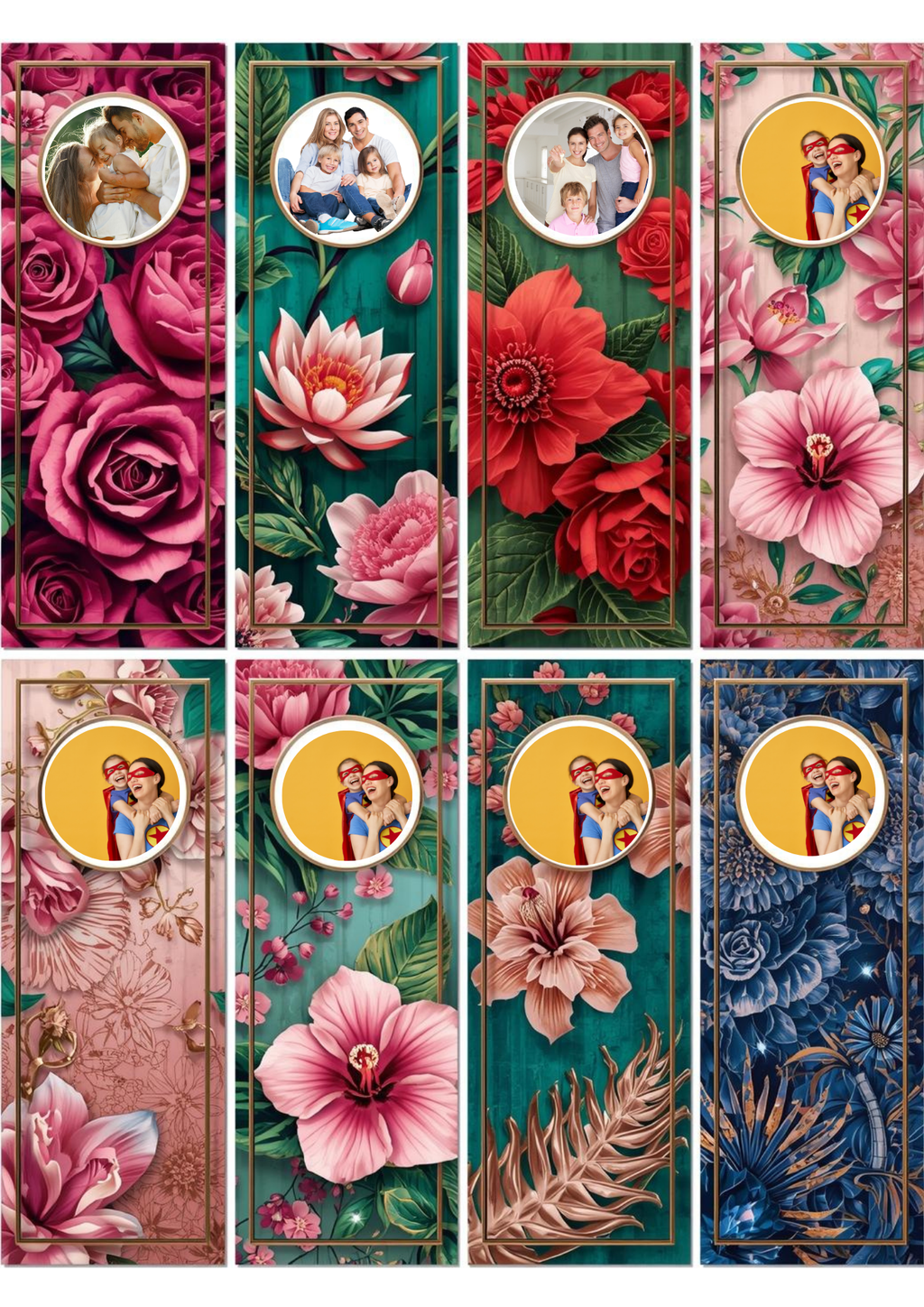 Slim,  Glossy, and Waterproof Custom Photo Bookmark – 4×13 cm ( Set of 8)