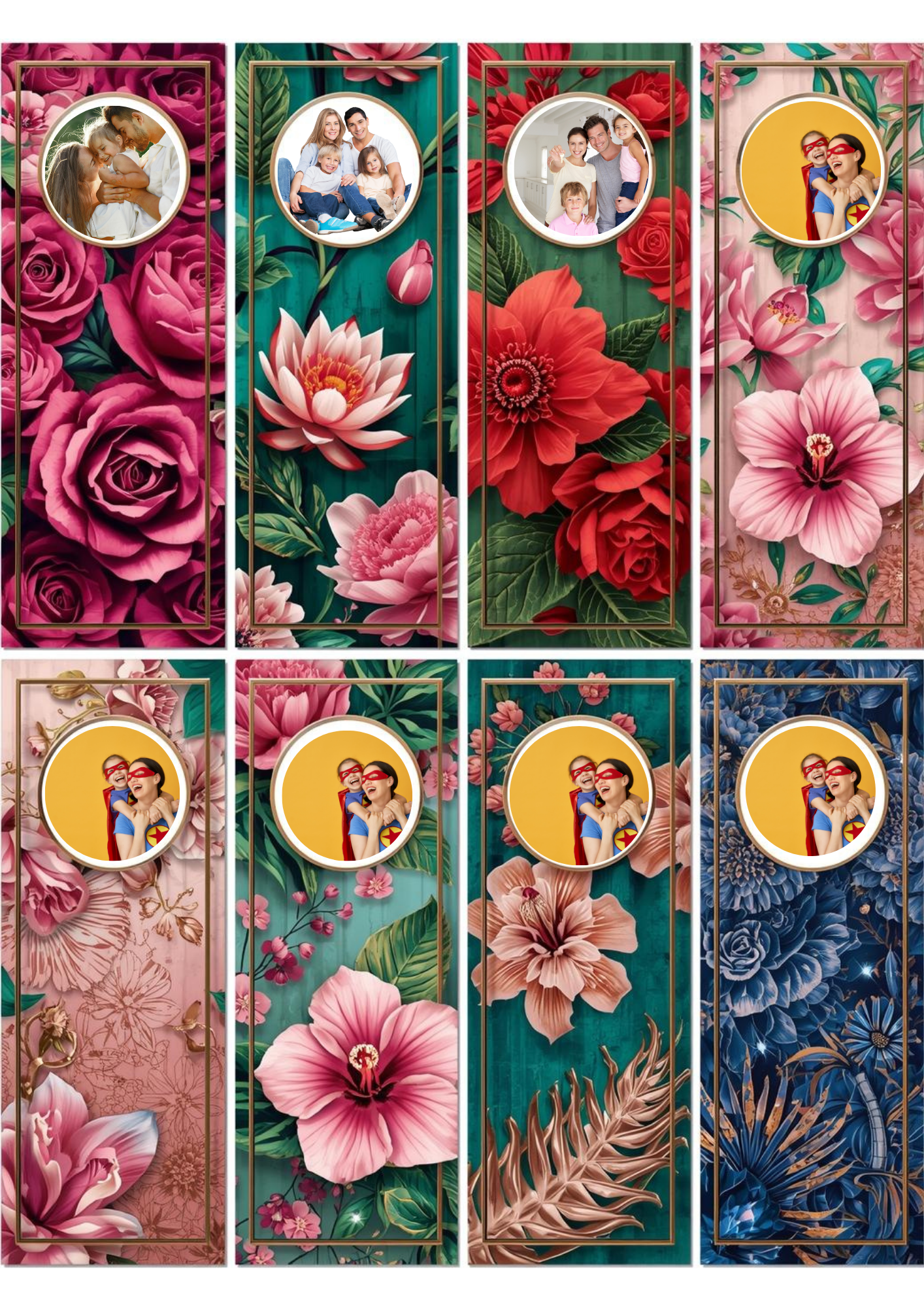 Slim,  Glossy, and Waterproof Custom Photo Bookmark – 4×13 cm ( Set of 8)