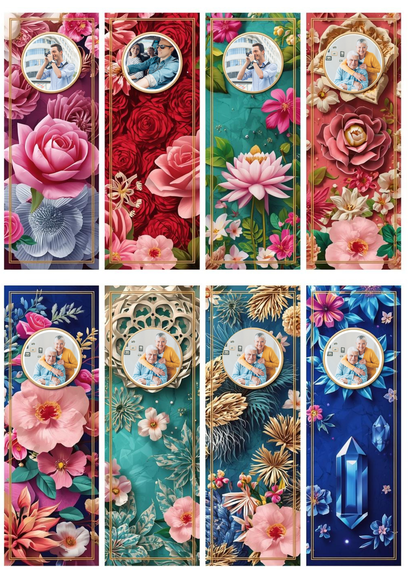 Slim,  Glossy, and Waterproof Custom Photo Bookmark – 4×13 cm ( Set of 8)