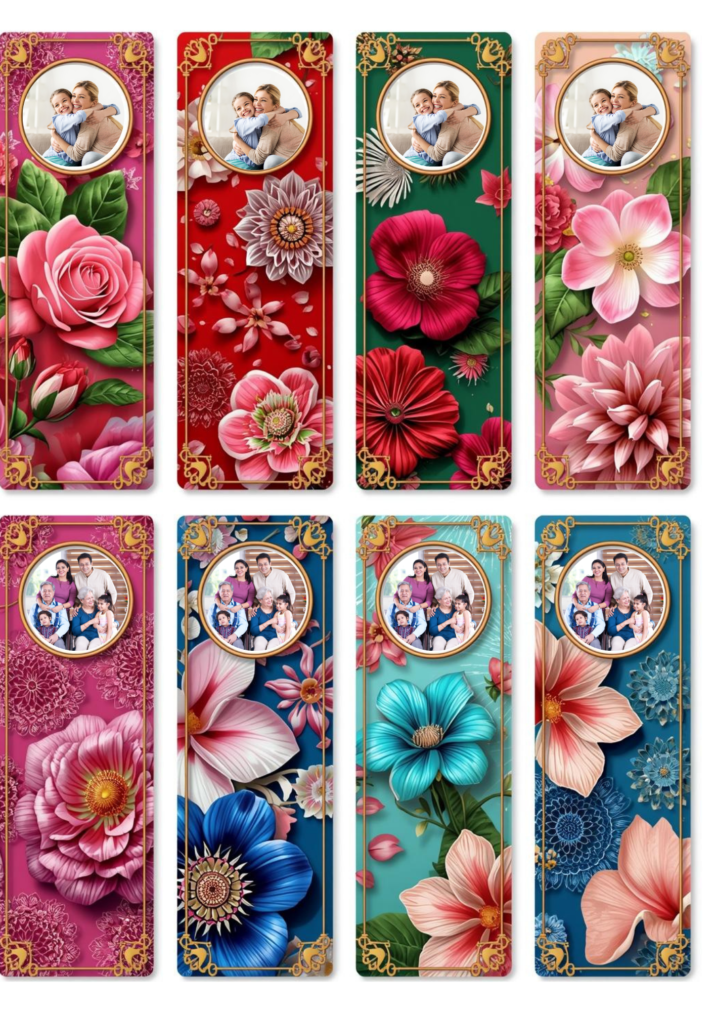 Slim,  Glossy, and Waterproof Custom Photo Bookmark – 4×13 cm ( Set of 8)