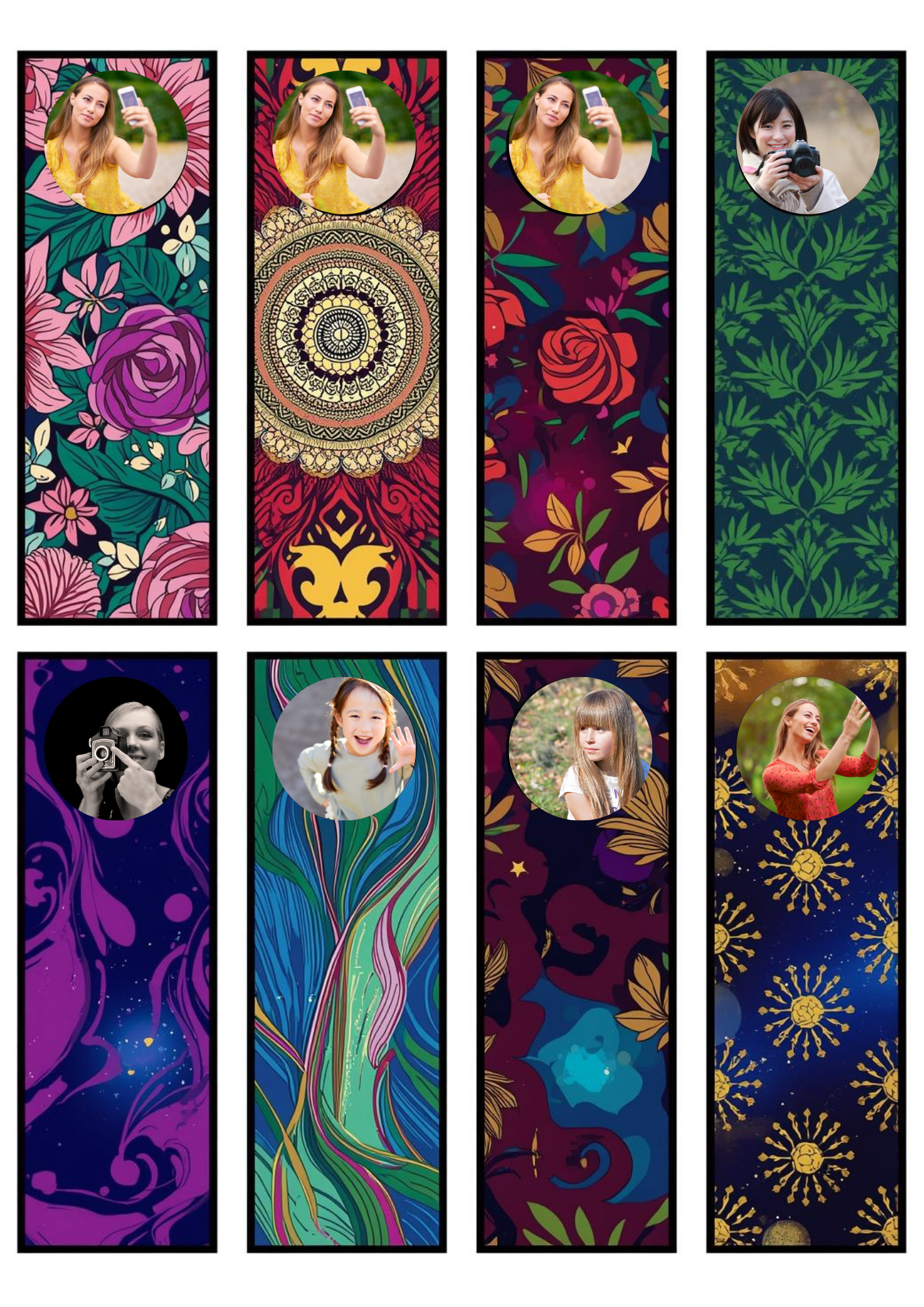 Slim,  Glossy, and Waterproof Custom Photo Bookmark – 4×13 cm ( Set of 8)