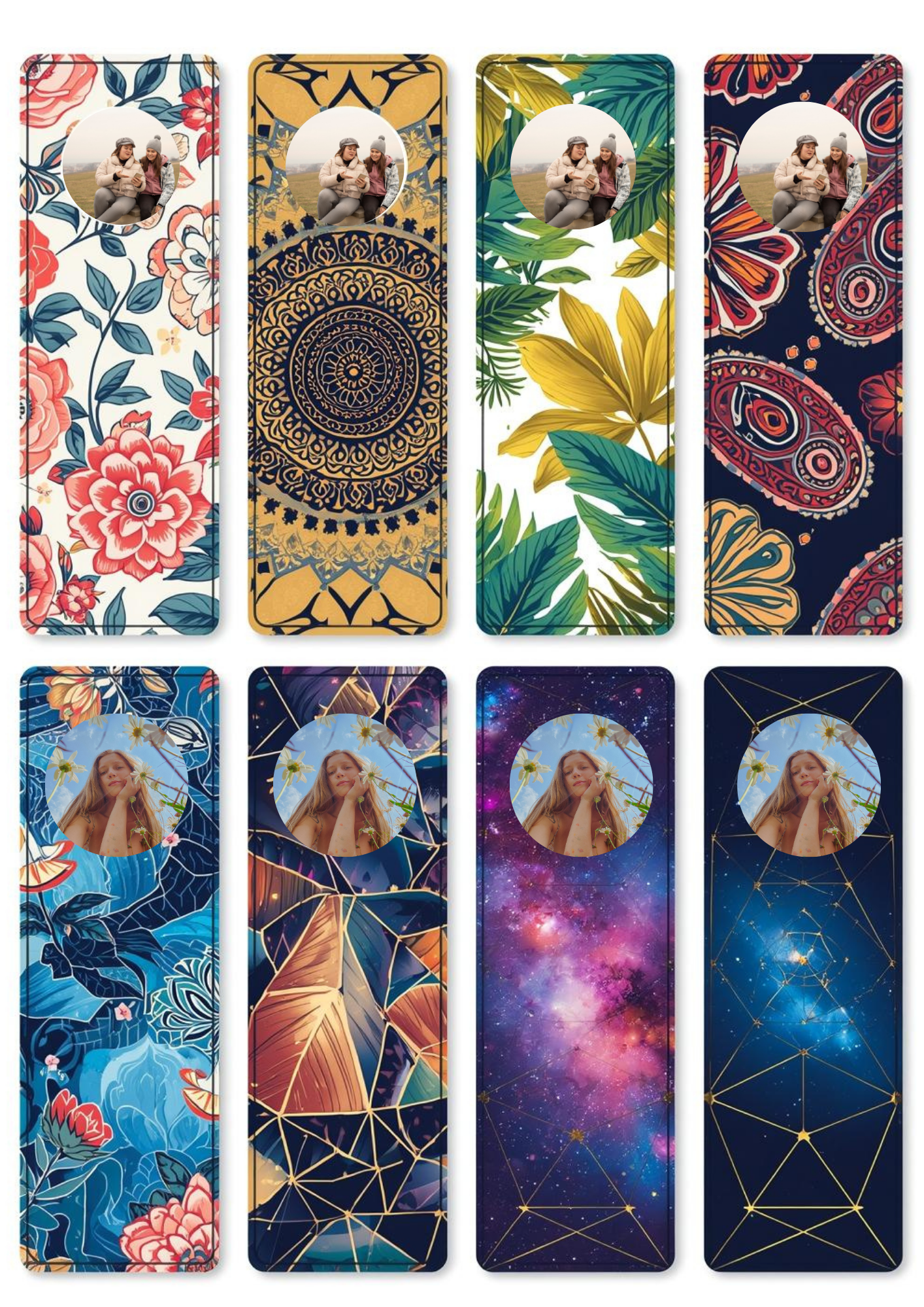Slim,  Glossy, and Waterproof Custom Photo Bookmark – 4×13 cm ( Set of 8)