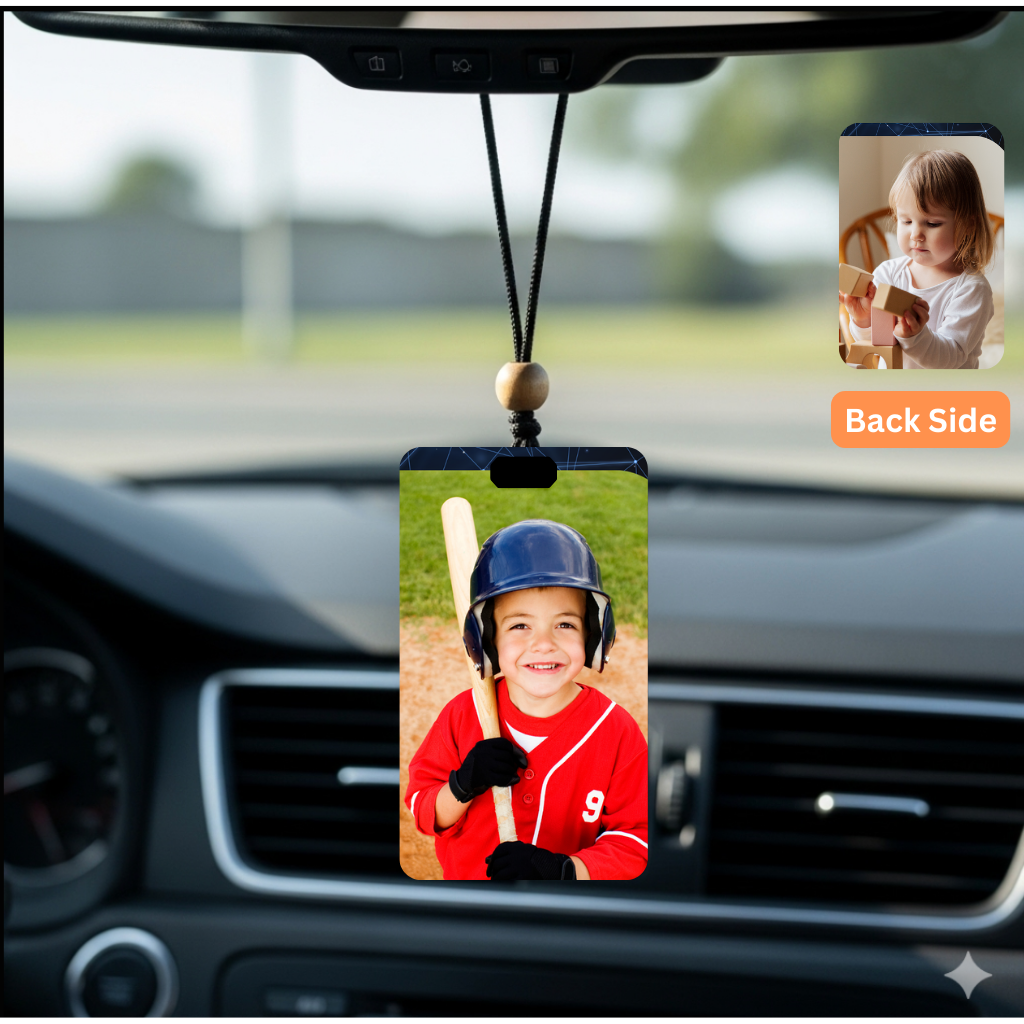 Personalised Car Hanging, Photo Car Hanging, Both Car Hanger with Photo, Best Car Accessories, Mirror Hanging Accessories, Best Gift. Size - 7*9cm, Double side print
