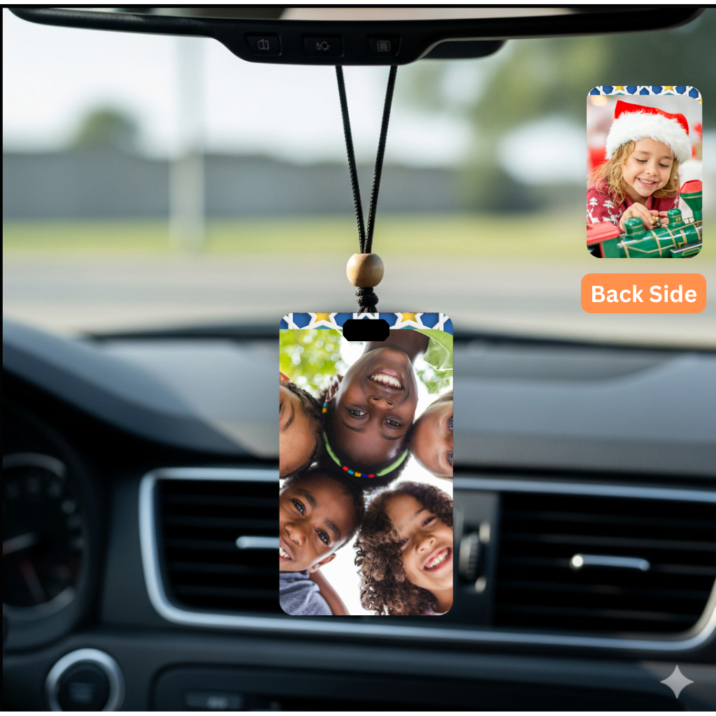 Personalised Car Hanging, Photo Car Hanging, Both Car Hanger with Photo, Best Car Accessories, Mirror Hanging Accessories, Best Gift. Size - 7*9cm, Double side print