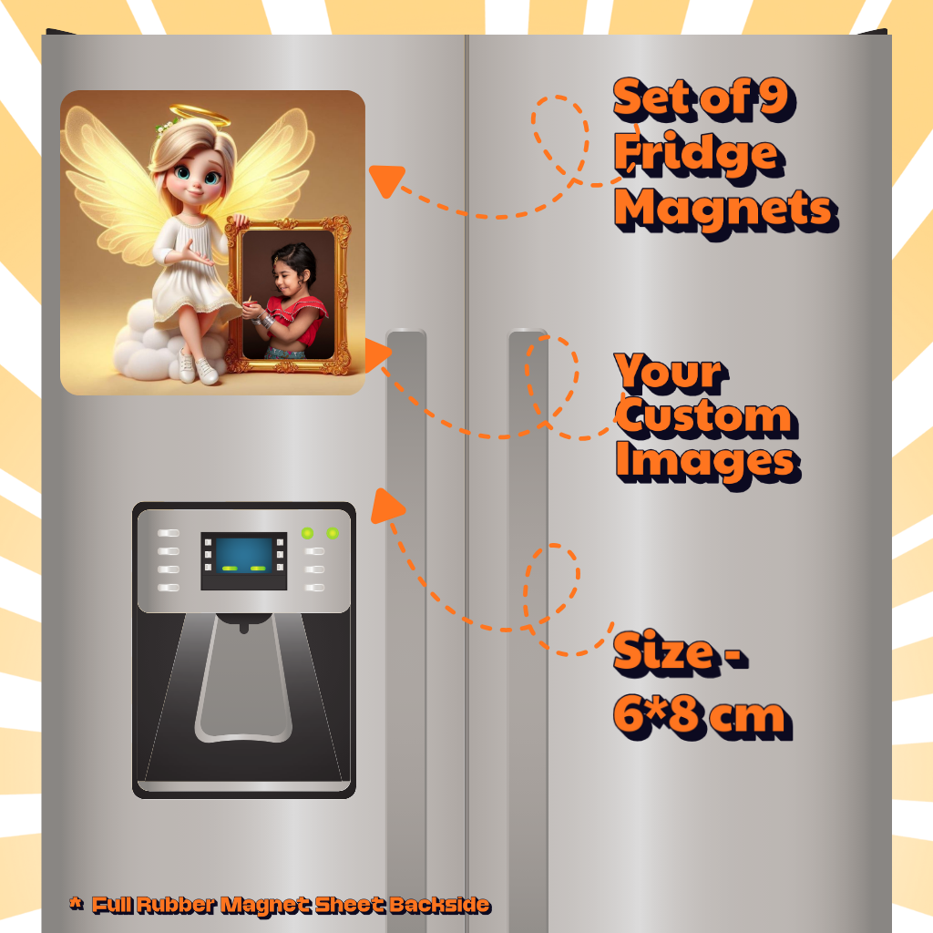 Kids Custom Photo Fridge Magnets – Fun & Personalized - 15*15cm Square