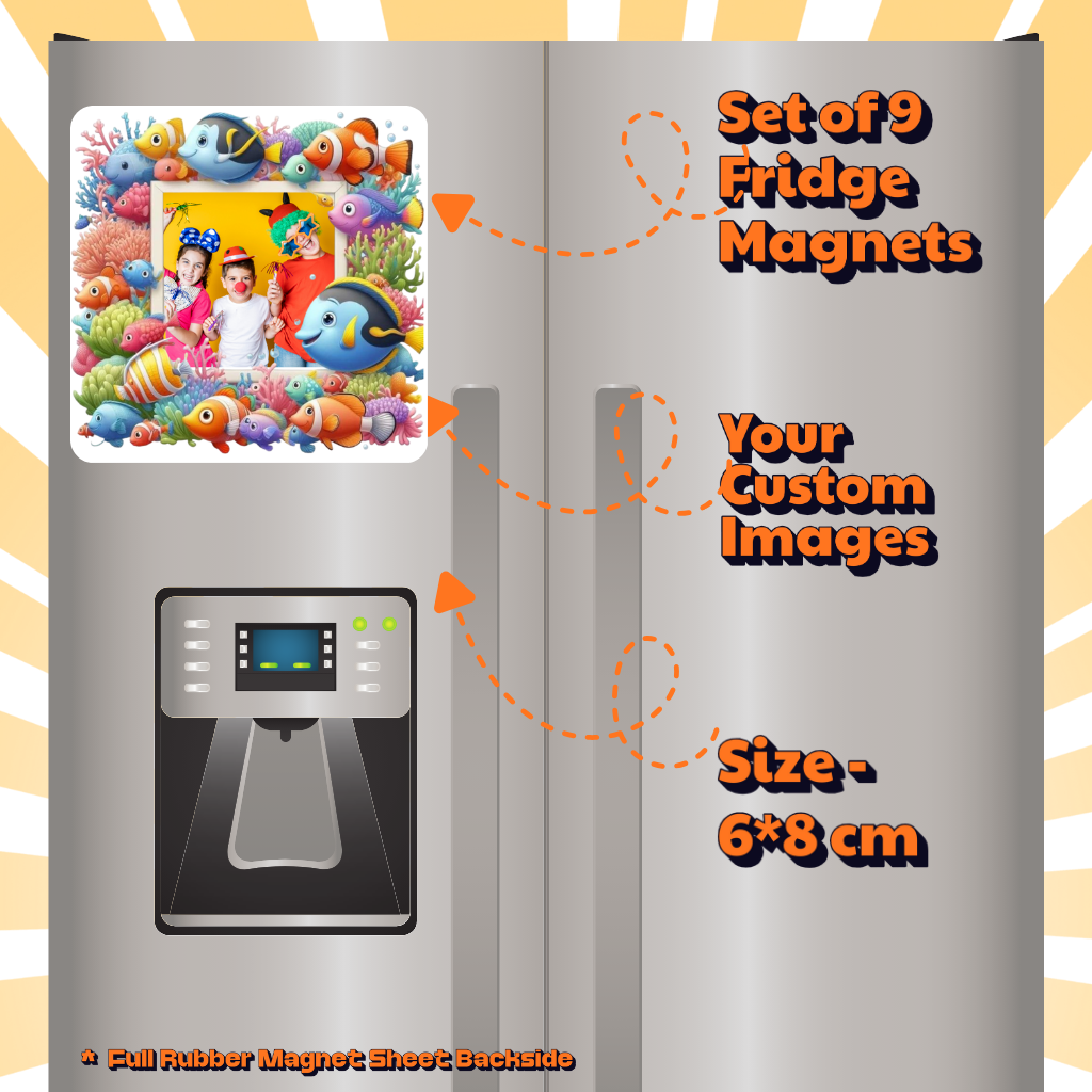Kids Custom Photo Fridge Magnets – Fun & Personalized - 15*15cm Square