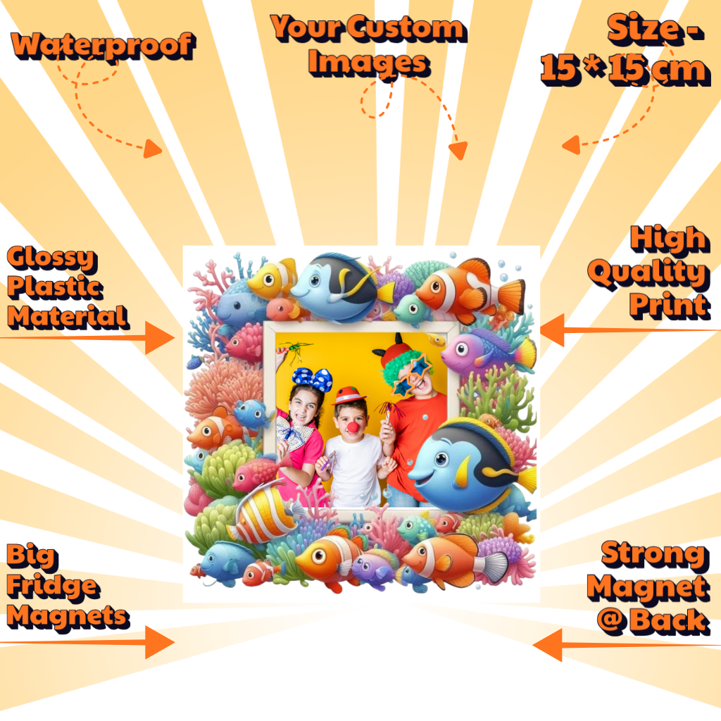 Kids Custom Photo Fridge Magnets – Fun & Personalized - 15*15cm Square