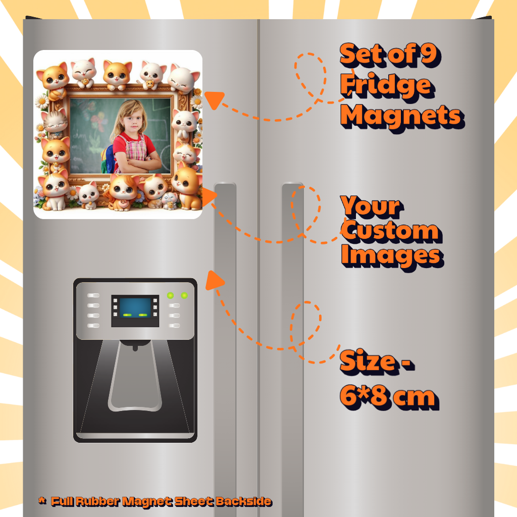 Kids Custom Photo Fridge Magnets – Fun & Personalized - 15*15cm Square