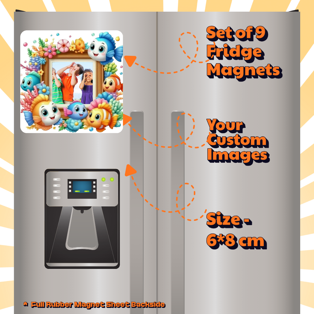 Kids Custom Photo Fridge Magnets – Fun & Personalized - 15*15cm Square