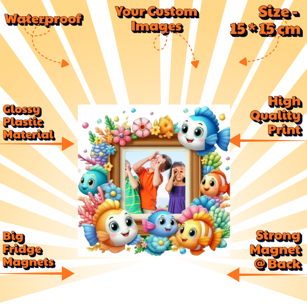 Kids Custom Photo Fridge Magnets – Fun & Personalized - 15*15cm Square
