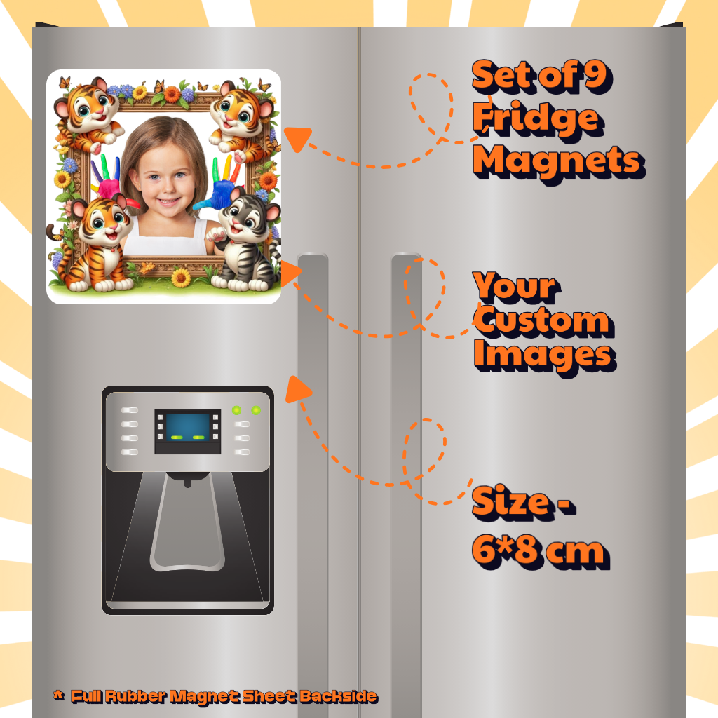 Kids Custom Photo Fridge Magnets – Fun & Personalized - 15*15cm Square