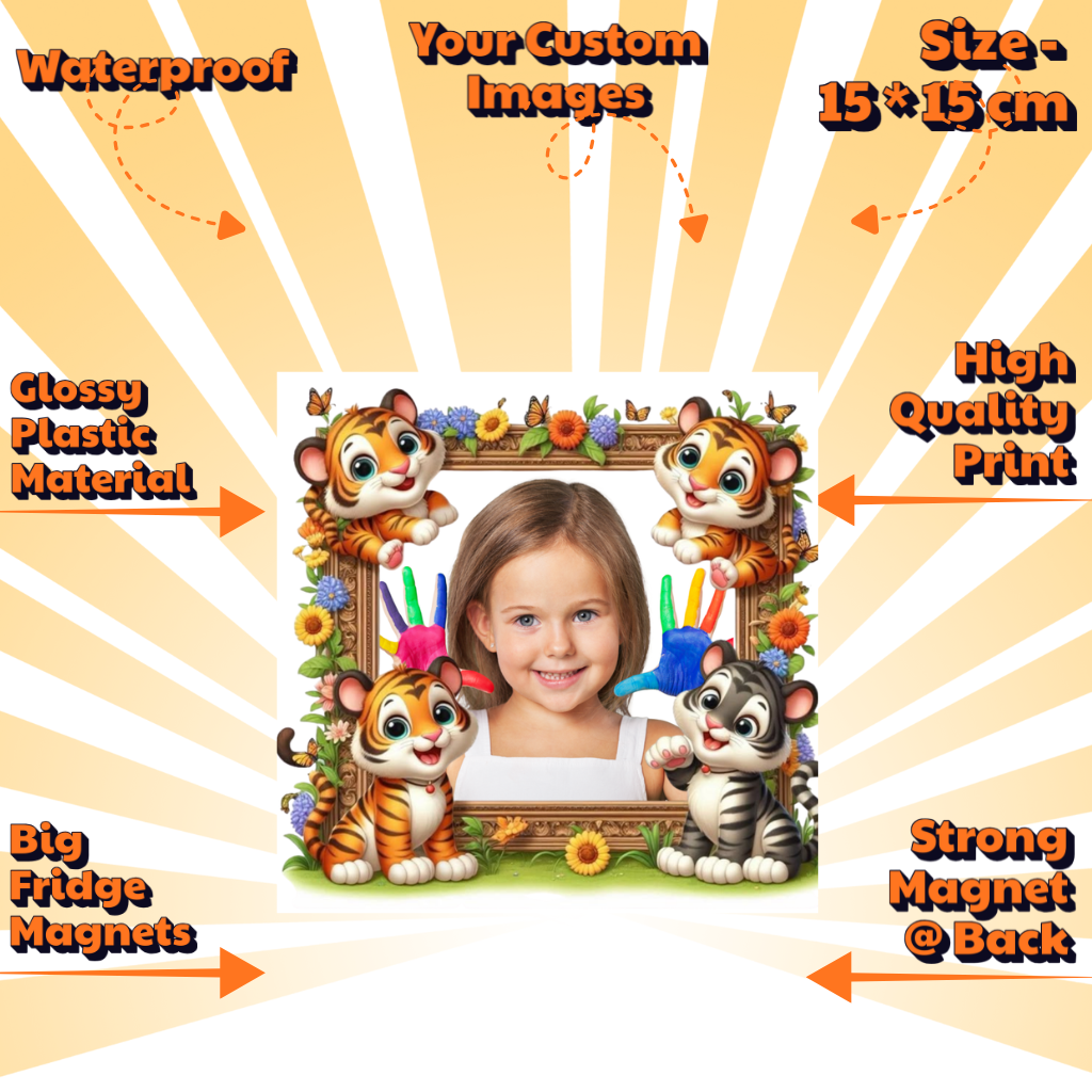 Kids Custom Photo Fridge Magnets – Fun & Personalized - 15*15cm Square