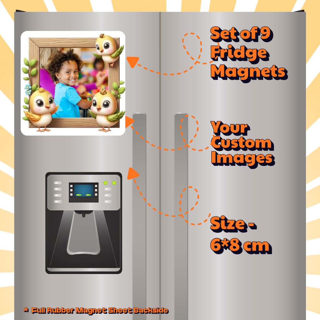 Kids Custom Photo Fridge Magnets – Fun & Personalized - 15*15cm Square