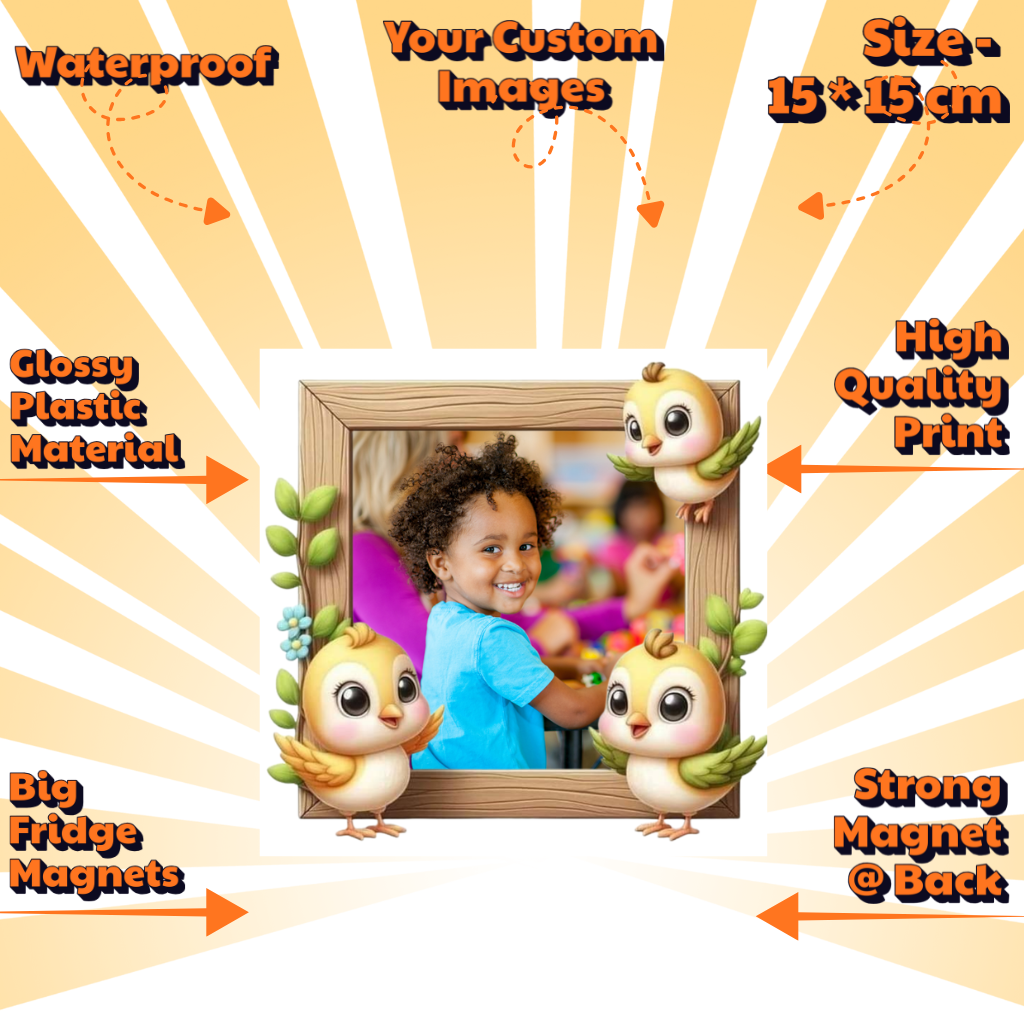 Kids Custom Photo Fridge Magnets – Fun & Personalized - 15*15cm Square