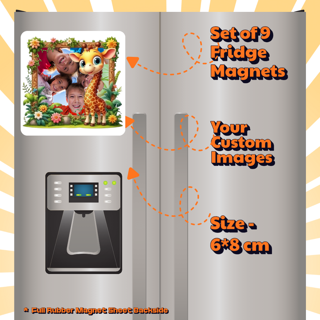 Kids Custom Photo Fridge Magnets – Fun & Personalized - 15*15cm Square