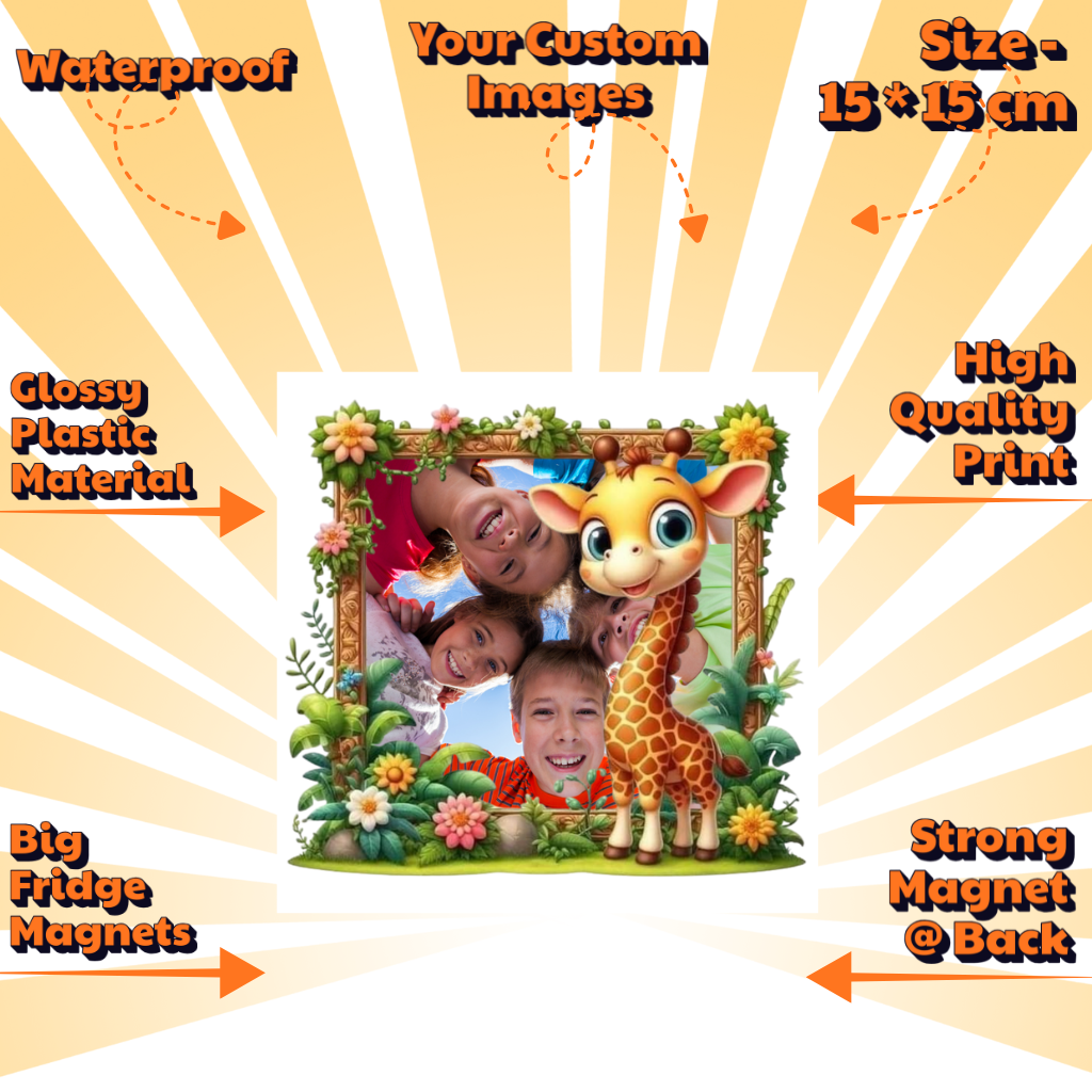 Kids Custom Photo Fridge Magnets – Fun & Personalized - 15*15cm Square