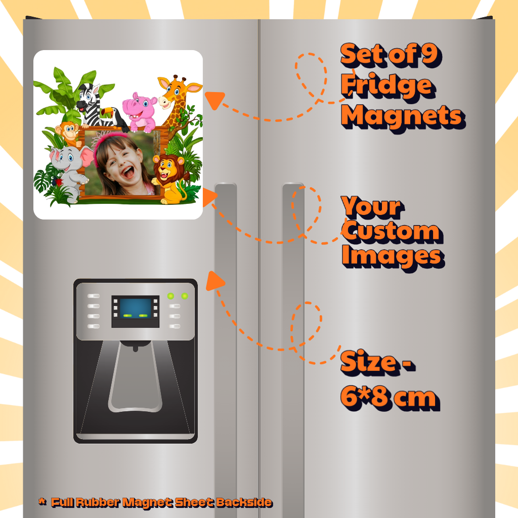 Kids Custom Photo Fridge Magnets – Fun & Personalized - 15*15cm Square