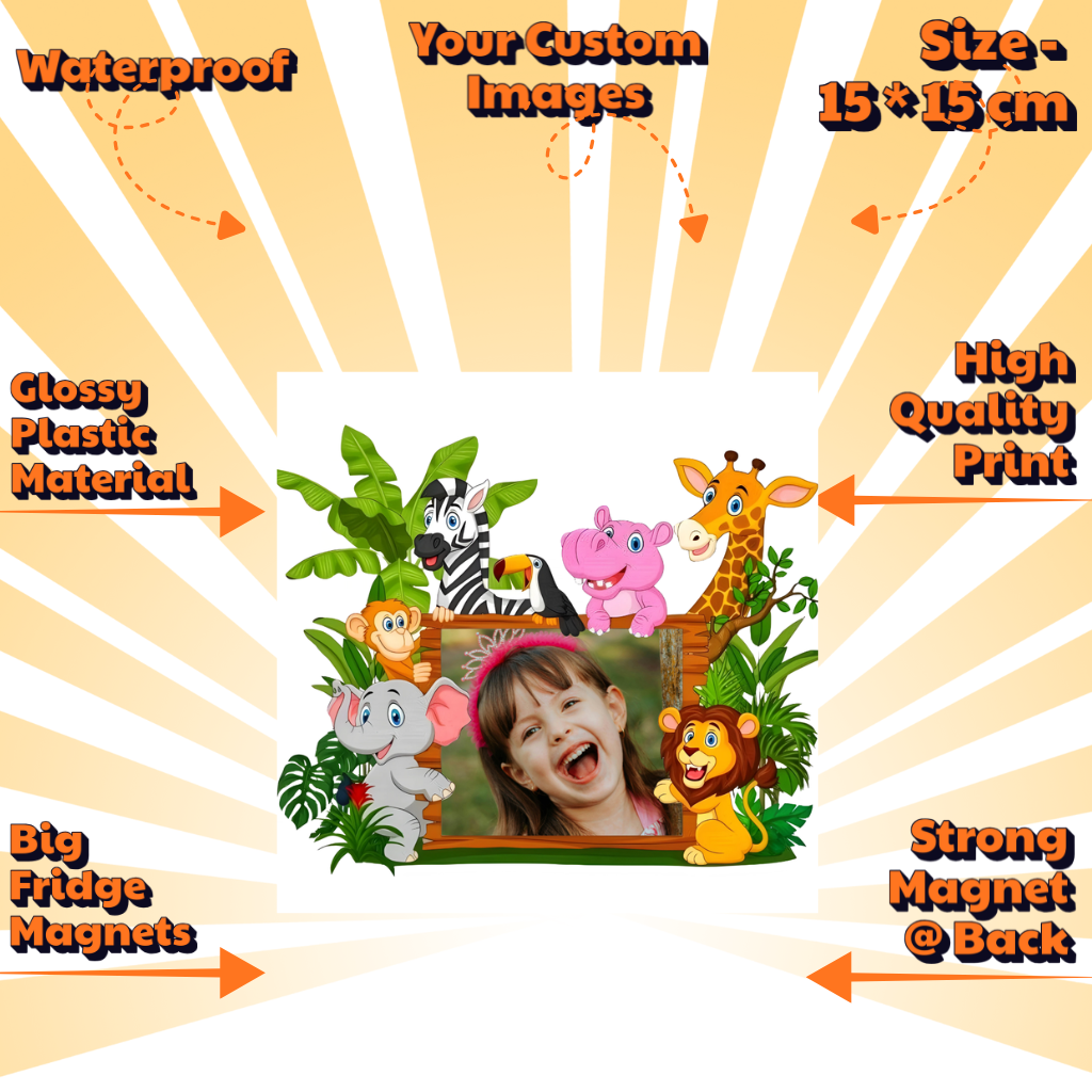 Kids Custom Photo Fridge Magnets – Fun & Personalized - 15*15cm Square