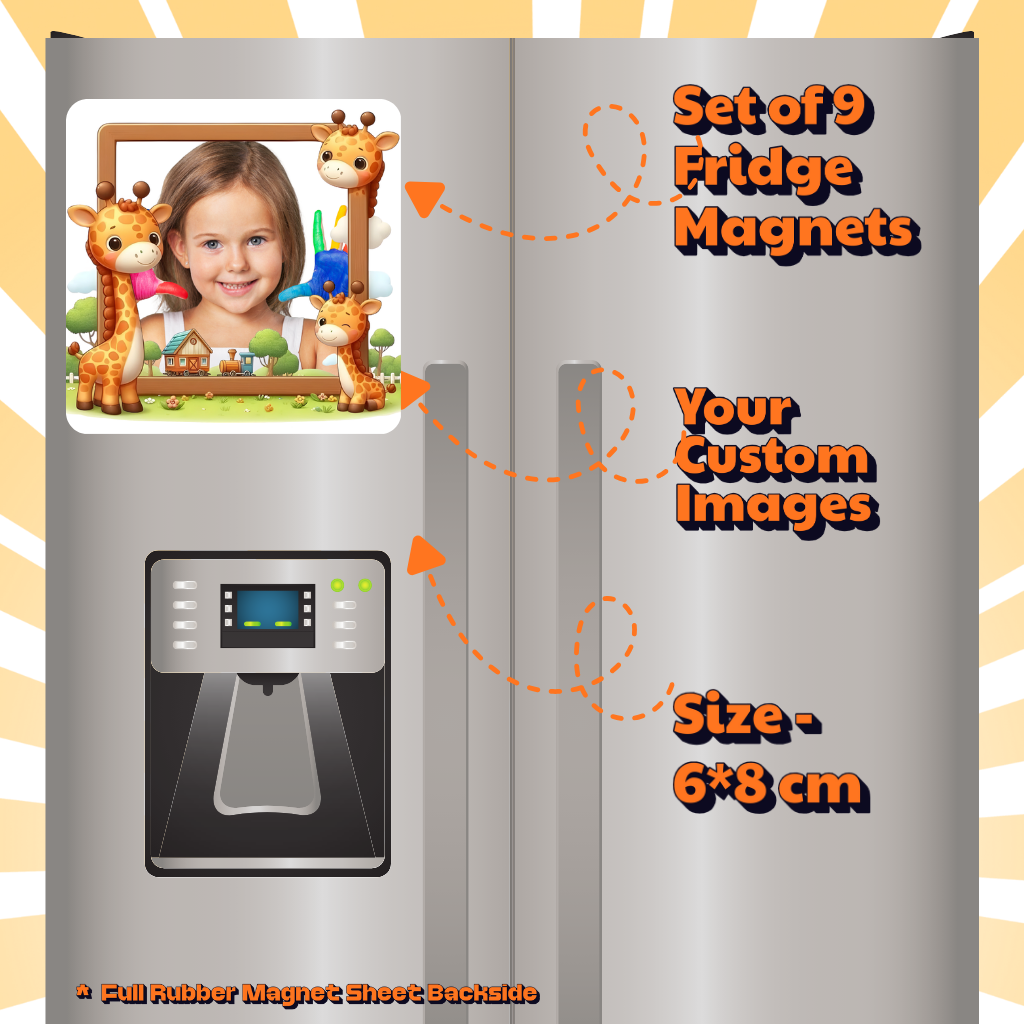Kids Custom Photo Fridge Magnets – Fun & Personalized - 15*15cm Square
