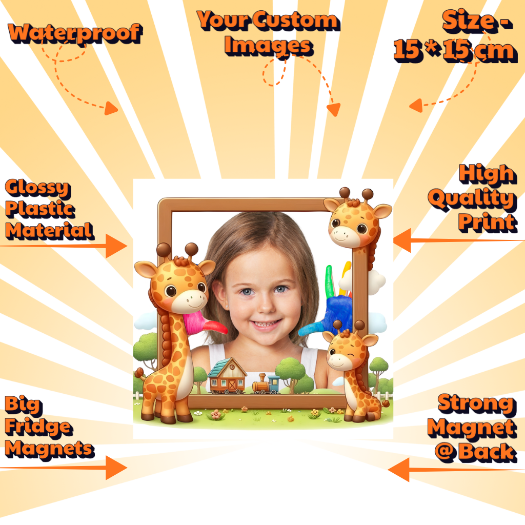 Kids Custom Photo Fridge Magnets – Fun & Personalized - 15*15cm Square