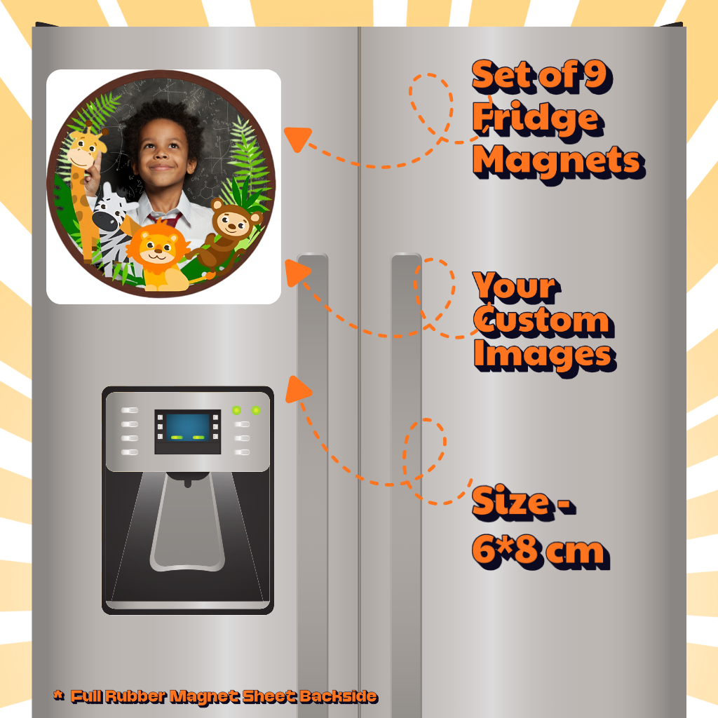 Kids Custom Photo Fridge Magnets – Fun & Personalized - 15*15cm Square