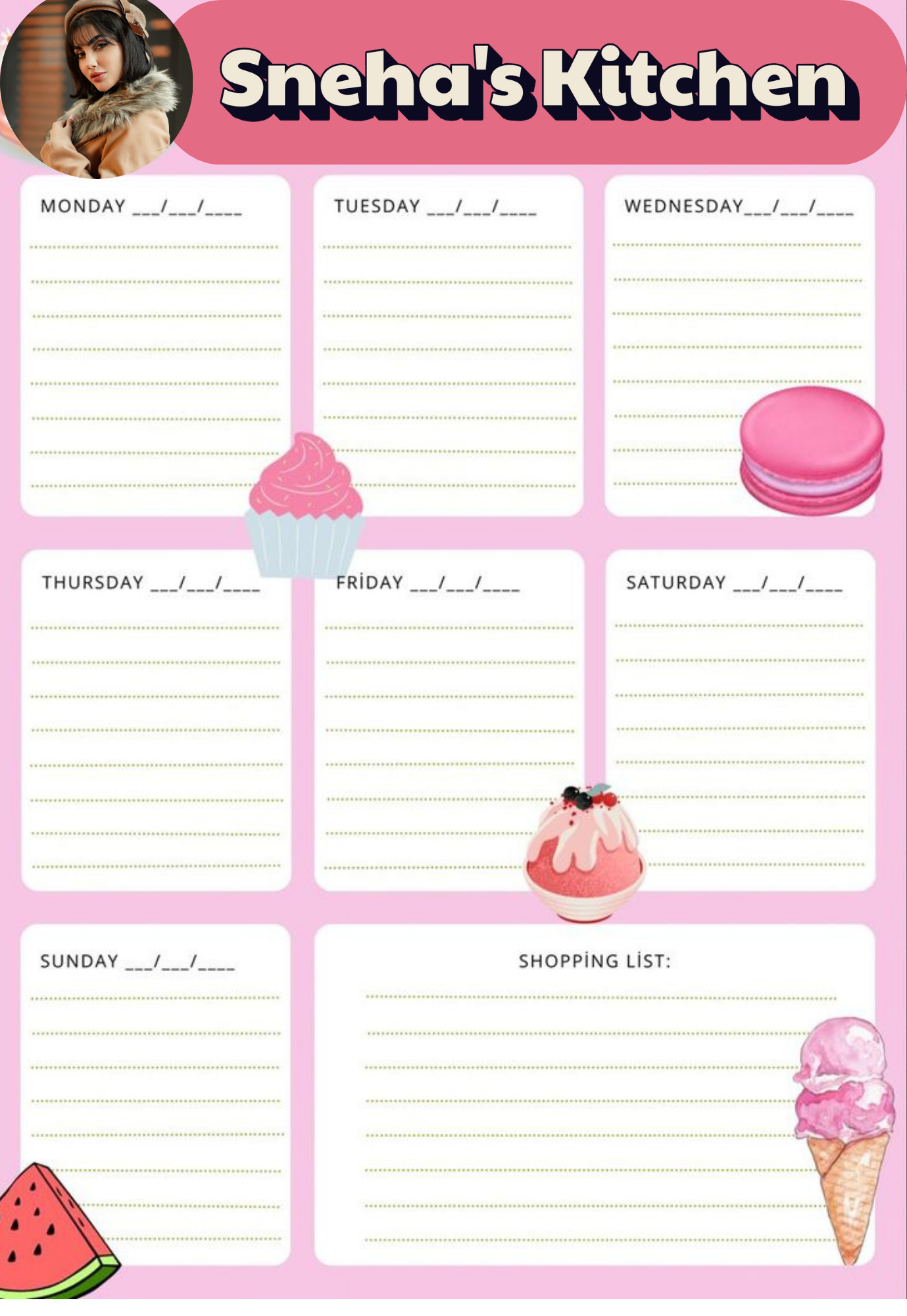 Personalized Weekly Planner Fridge Magnet | Custom A4 Magnetic Board with Name & Photo | Rewritable, Durable & Reusable