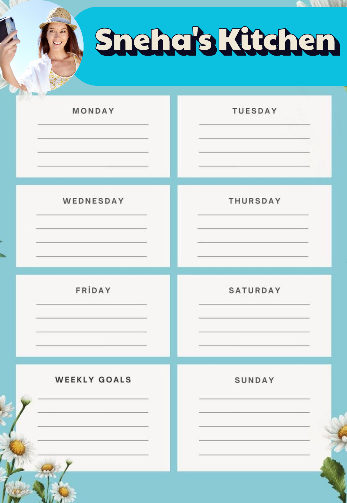 Personalized Weekly Planner Fridge Magnet | Custom A4 Magnetic Board with Name & Photo | Rewritable, Durable & Reusable