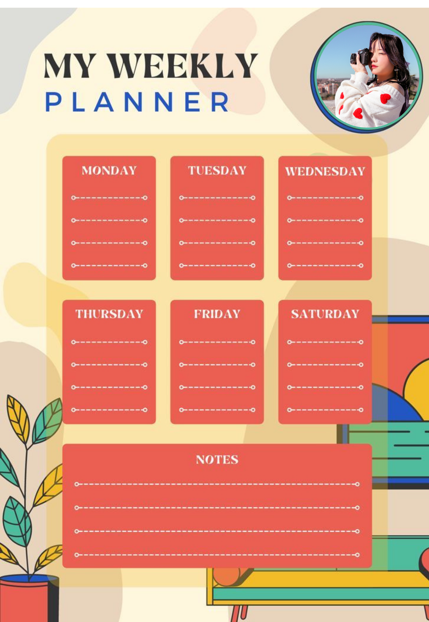 Personalized Weekly Planner Fridge Magnet | Custom A4 Magnetic Board with Name & Photo | Rewritable, Durable & Reusable