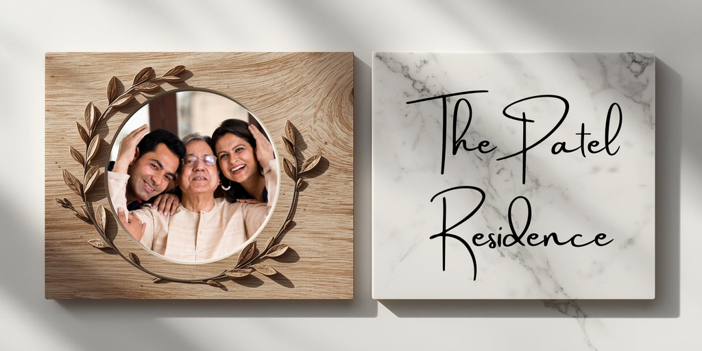 Customised Name Plate with Name & Image | 28×17 cm Laminated Plastic | Ideal for Home, Room, Door, Office