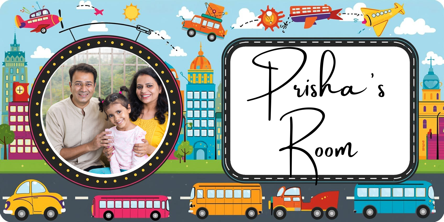 Customised Name Plate with Name & Image | 28×17 cm Laminated Plastic | Ideal for Home, Room, Door, Office